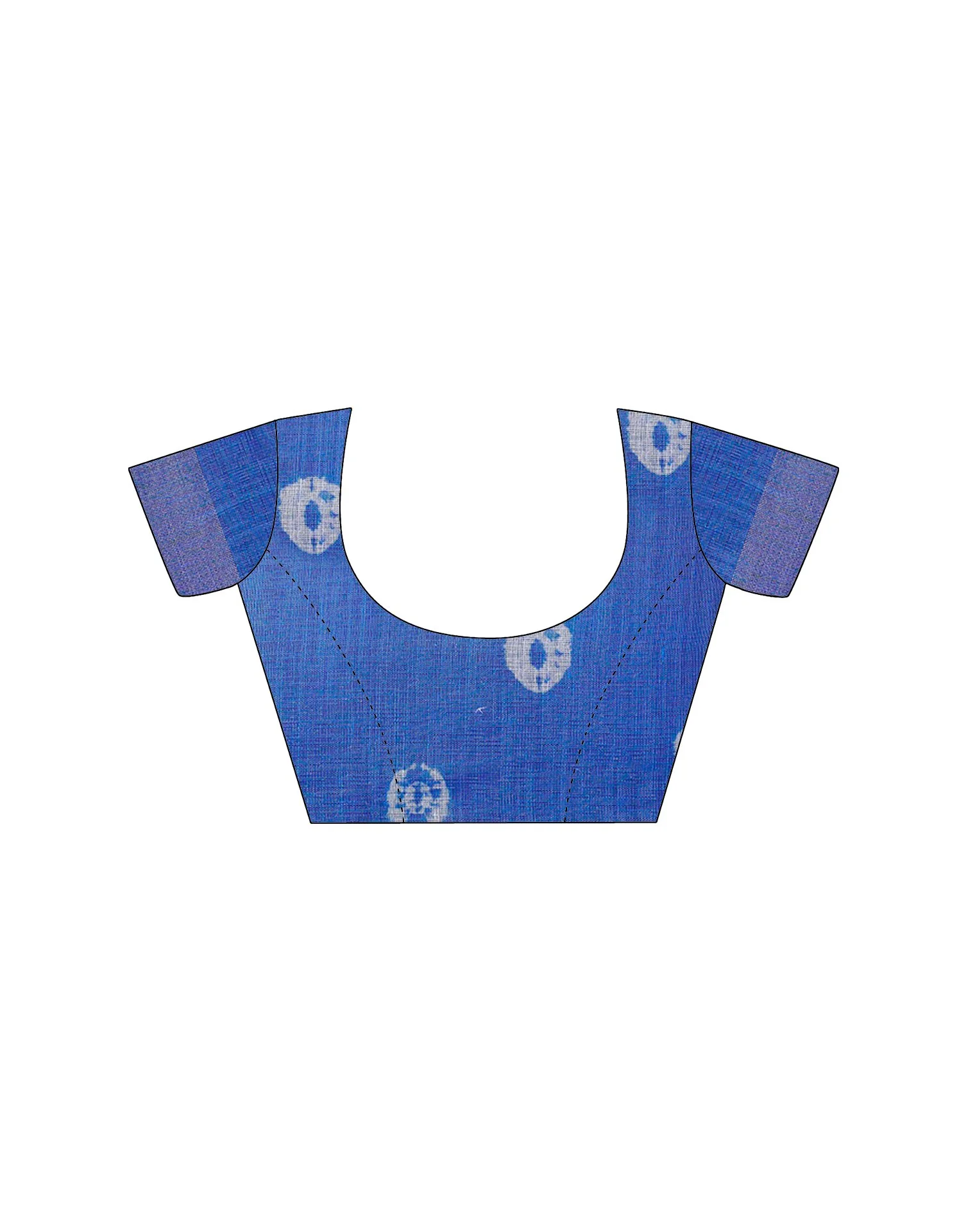 Ready To Wear Dark Blue Linen Dyed Printed Saree - Image 11