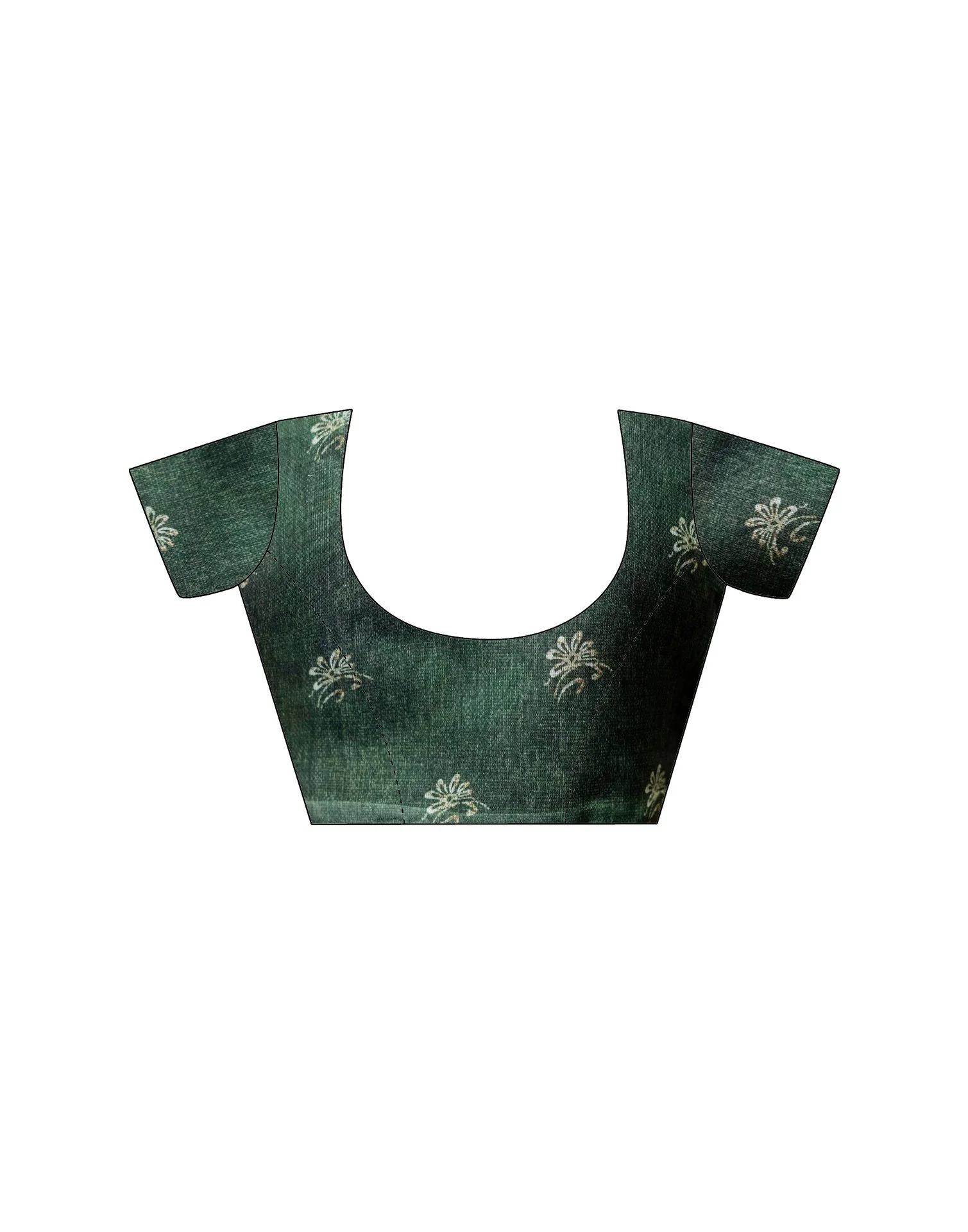Ready To Wear Dusty Green Cotton Printed Saree - Image 11