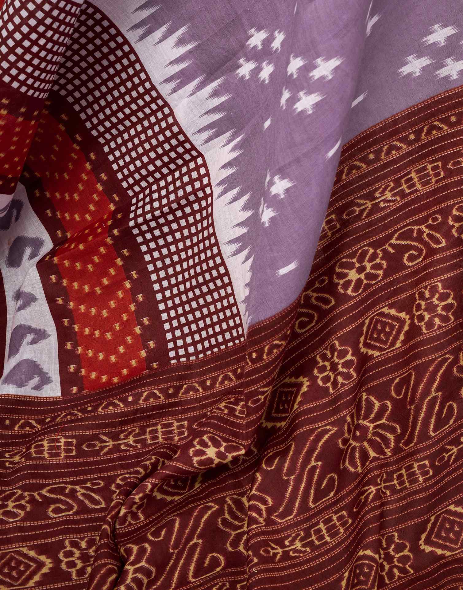 Ready To Wear Dusty Lavender Cotton Printed Saree - Image 10