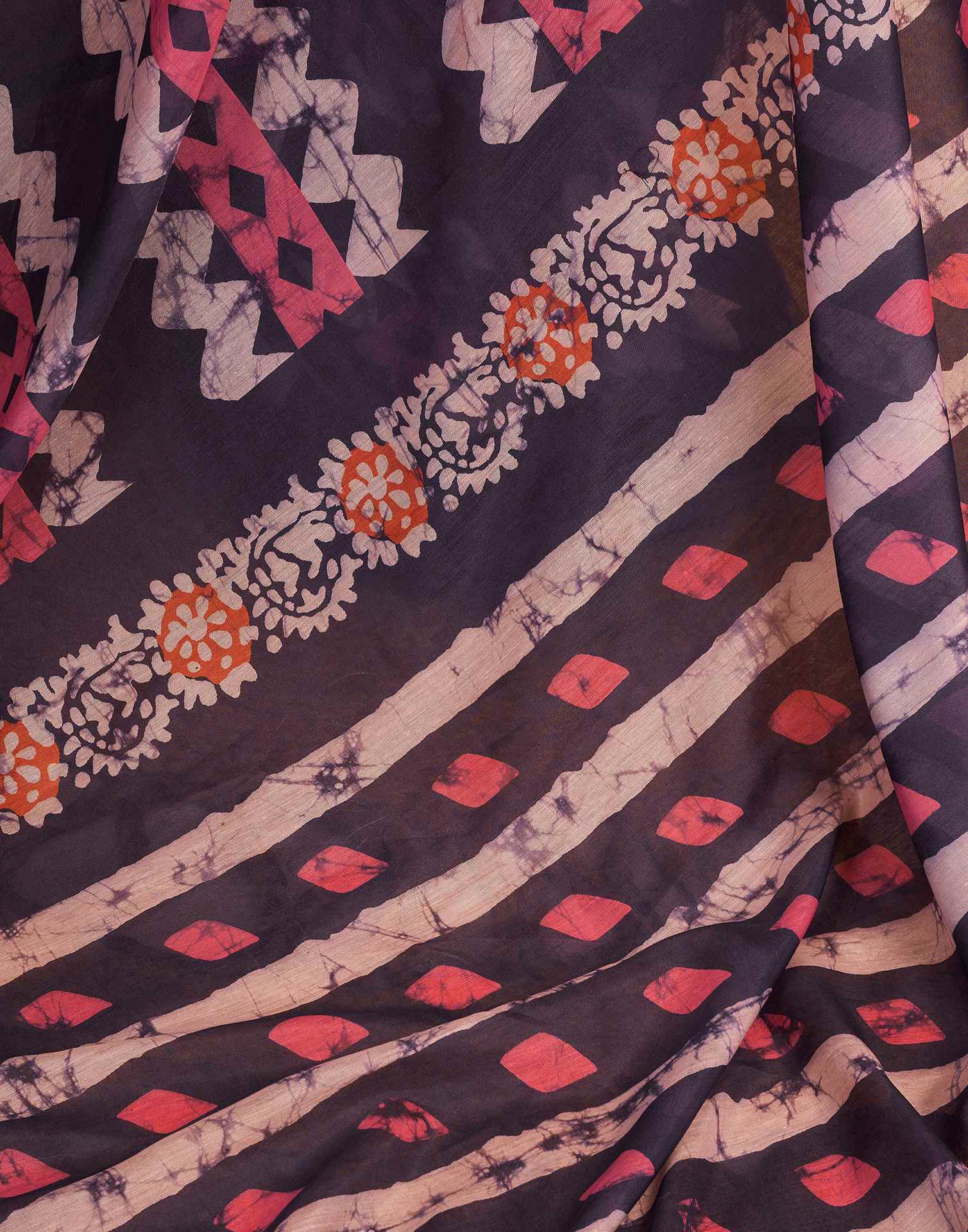 Ready To Wear Dusty Purple Linen Printed Saree - Image 10