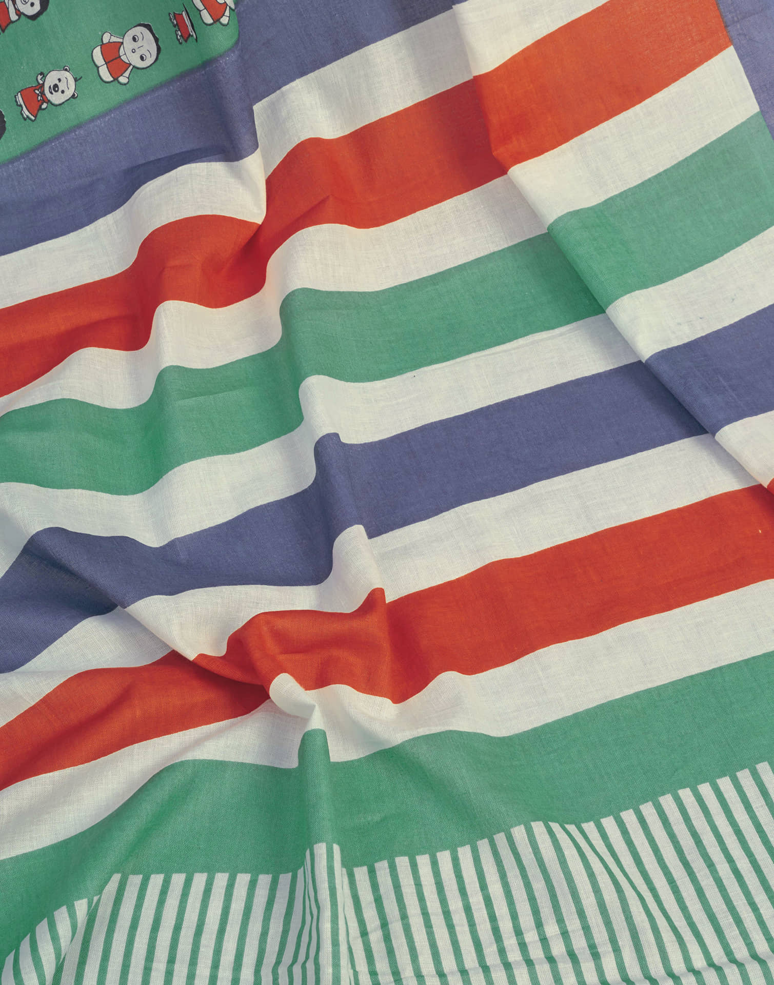 Ready To Wear Dusty Teal Green Cotton Printed Saree - Image 10