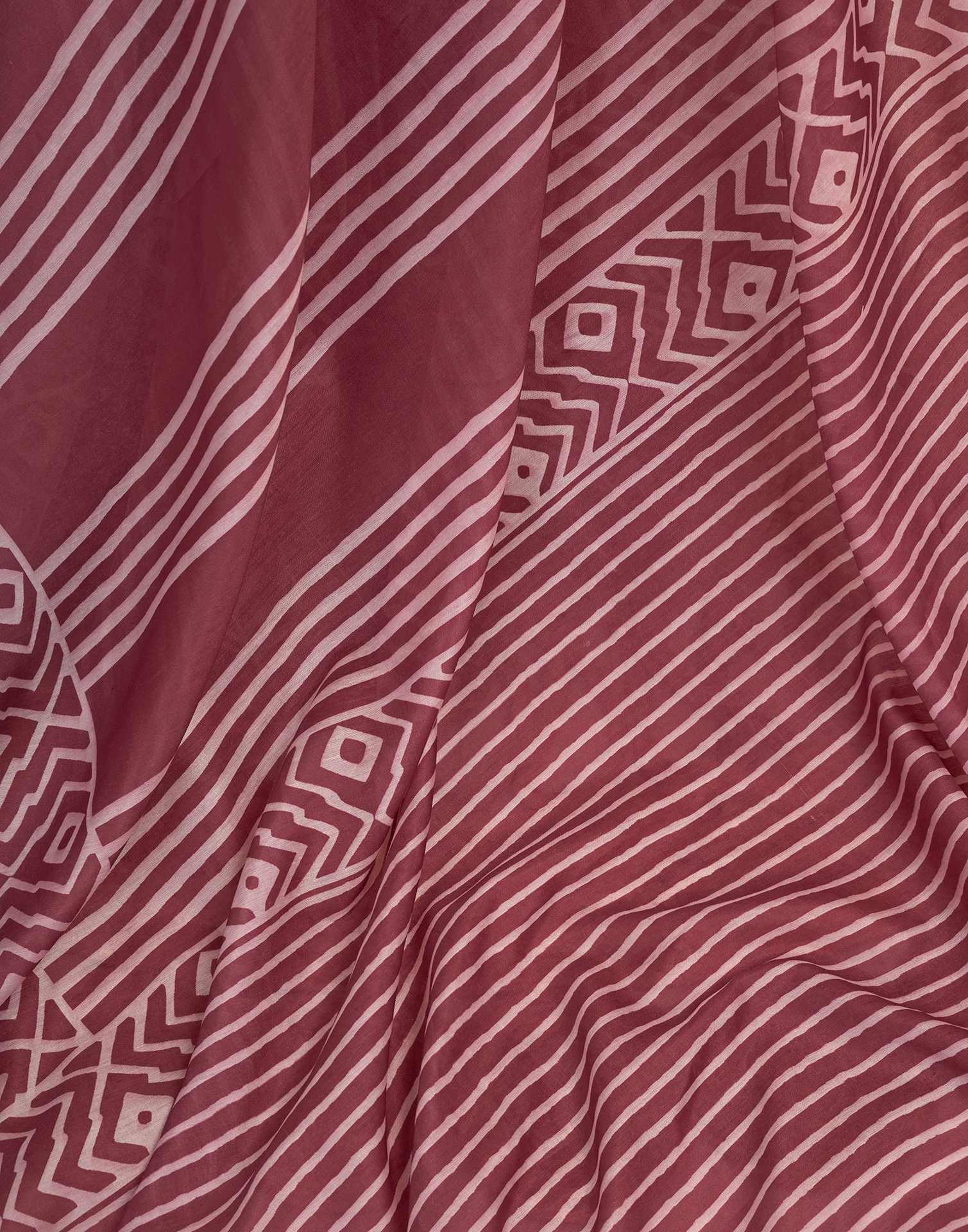 Ready To Wear Dusty Wine Linen Printed Saree - Image 11