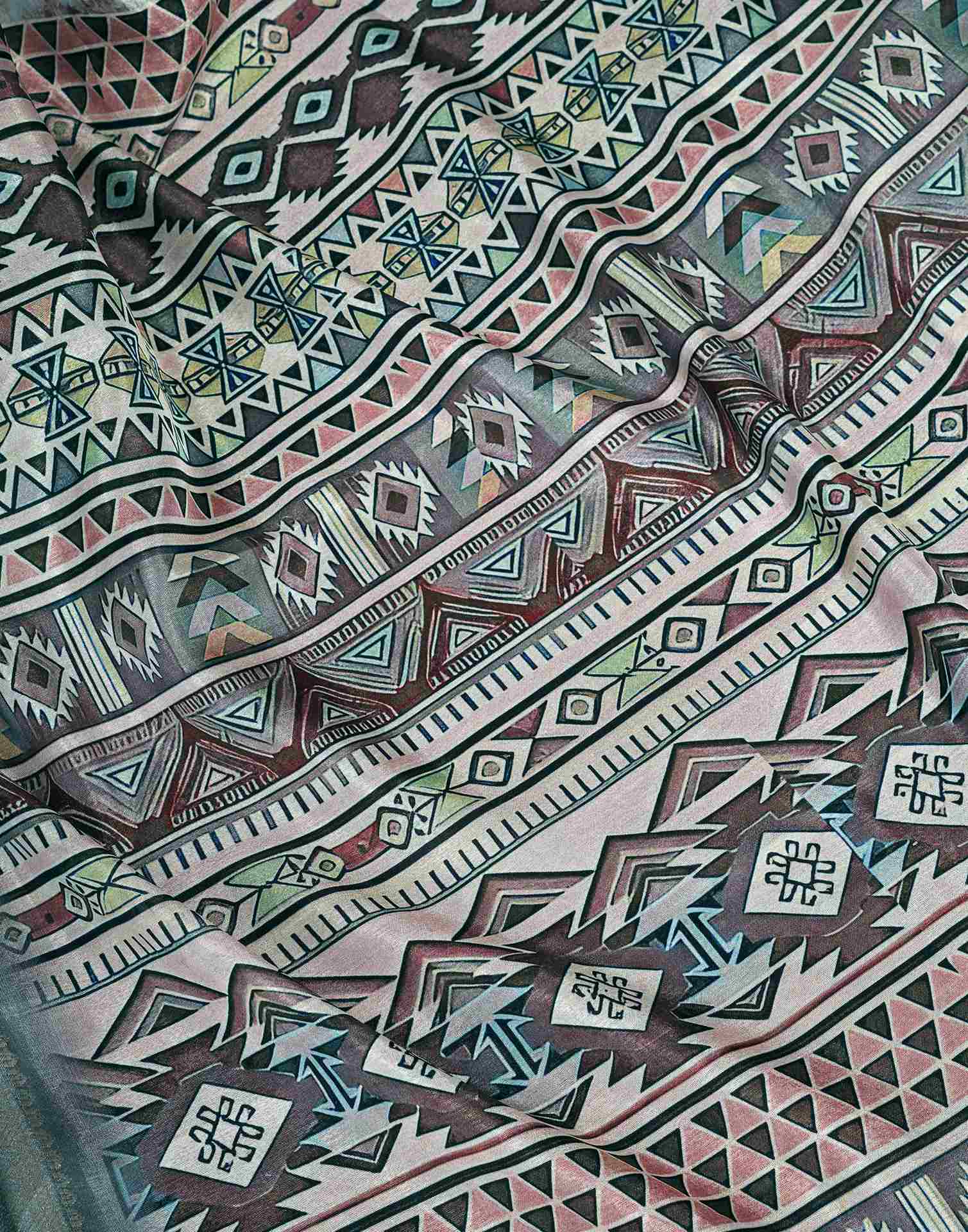 Ready To Wear Grey Dola Silk Printed Saree - Image 11