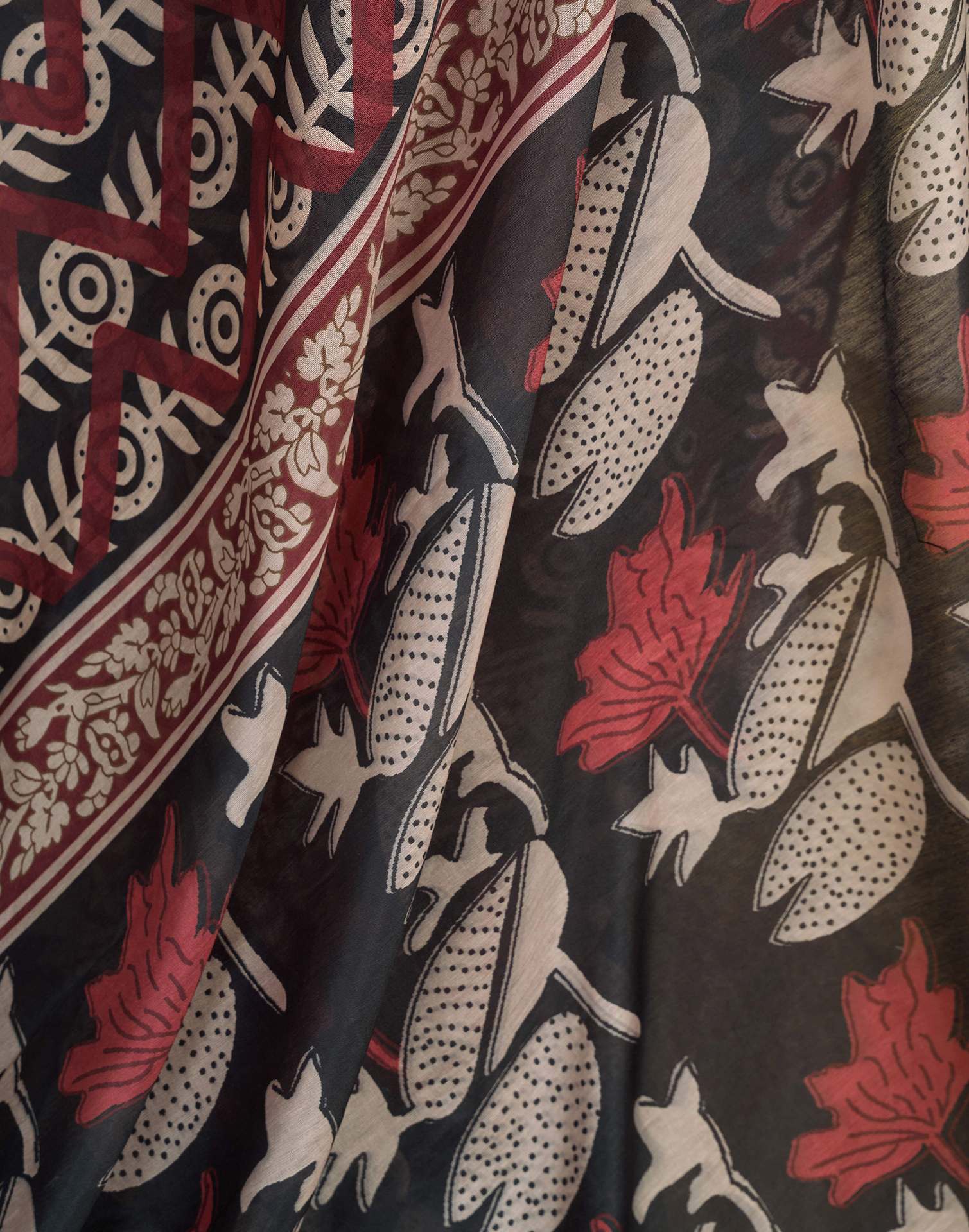 Ready To Wear Grey Linen Printed Saree - Image 10