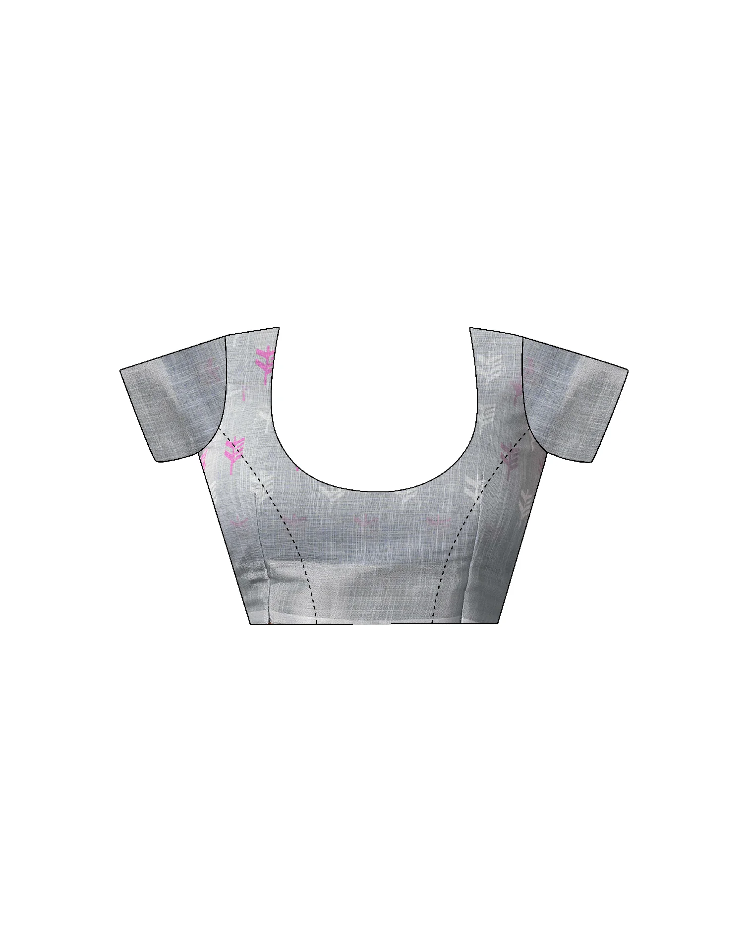 Ready To Wear Grey Linen Zari Printed Saree - Image 11