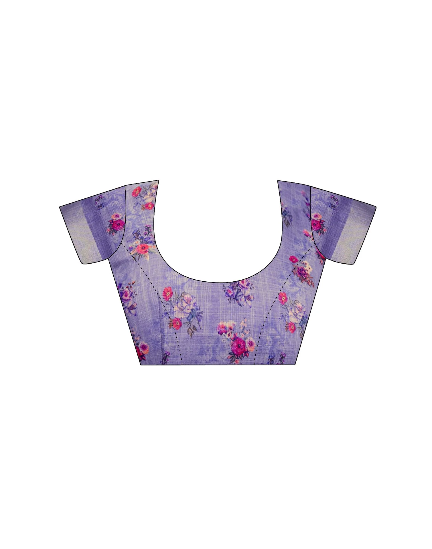 Ready To Wear Lavender Linen Woven Border Floral Printed Saree - Image 12