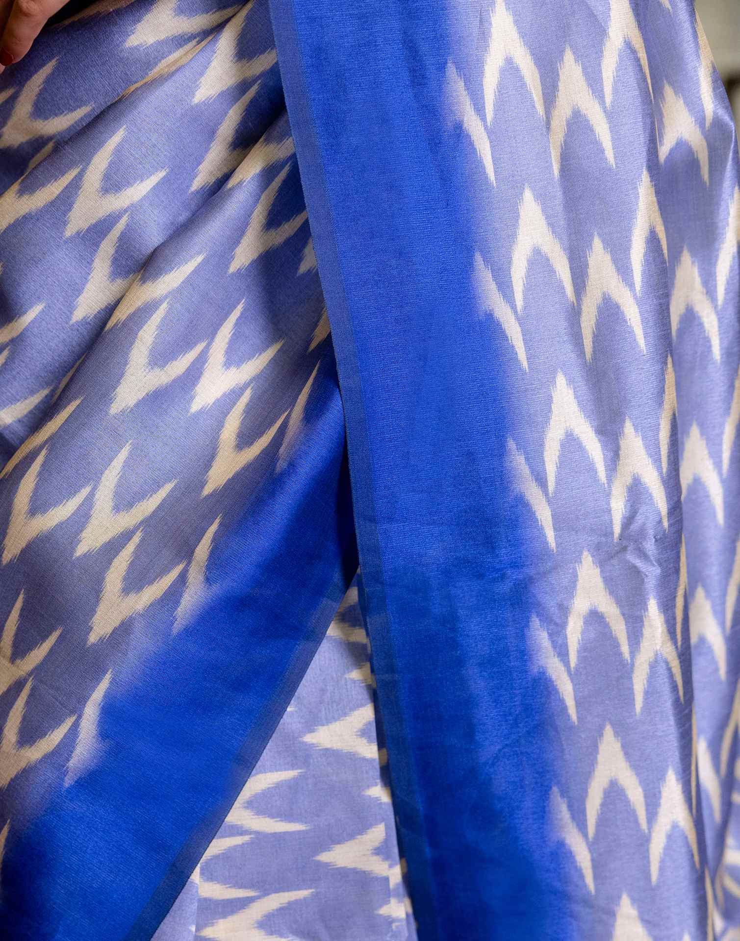 Ready To Wear Lavender Silk Ikkat Printed Saree - Image 12