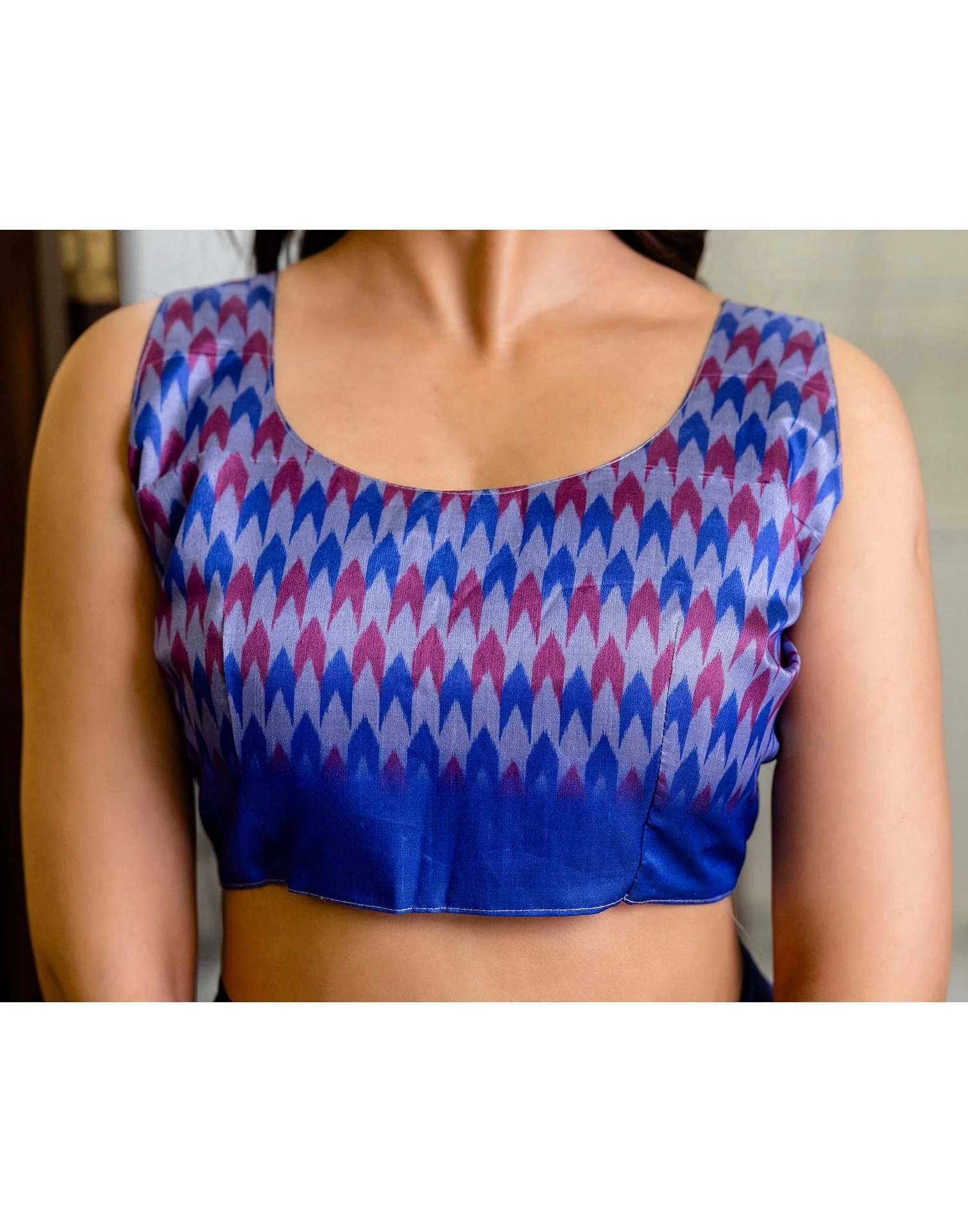 Ready To Wear Lavender Silk Ikkat Printed Saree - Image 13