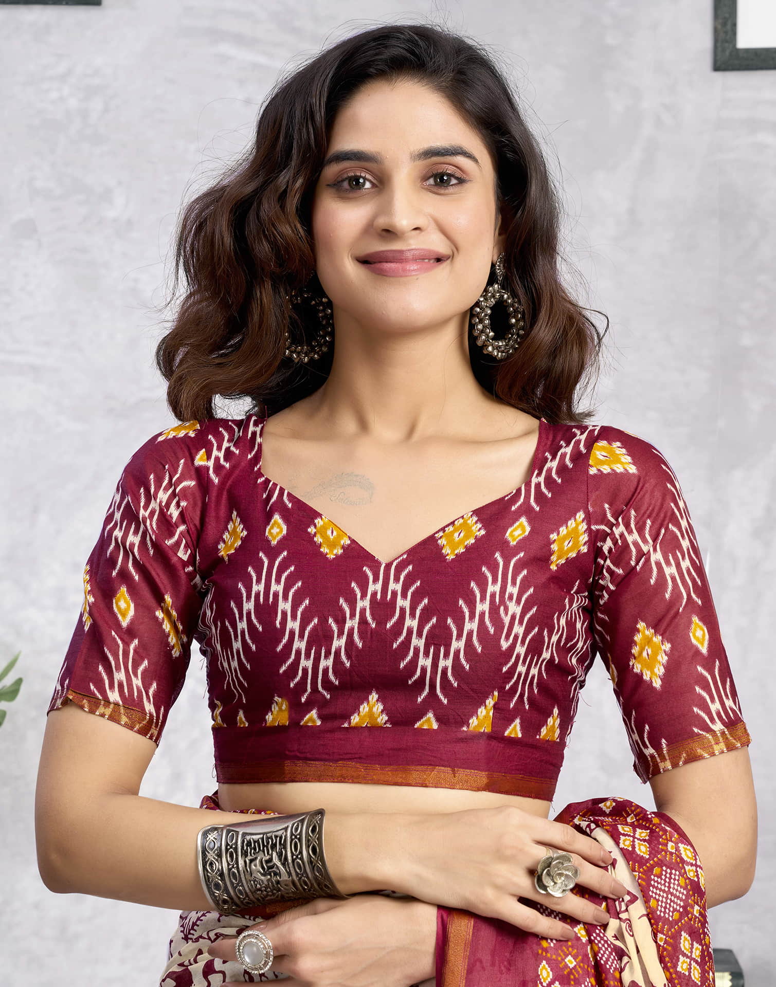 Ready To Wear Light Beige Cotton Warli Printed Saree - Image 9