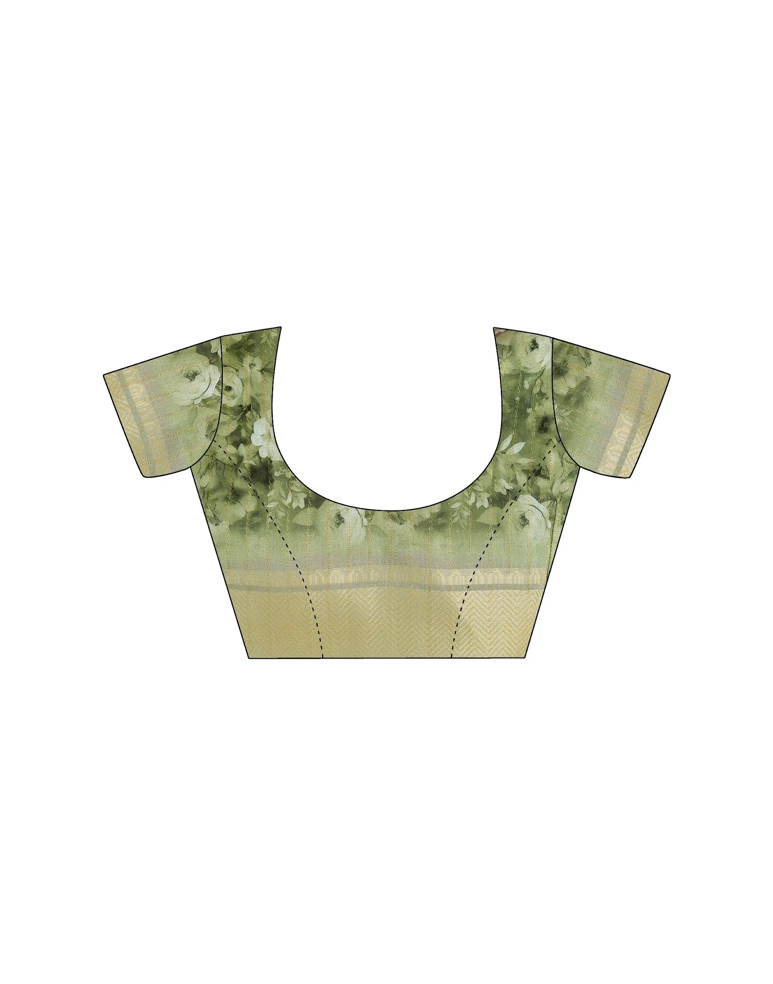 Ready To Wear Light Green Dola Silk Woven Border Printed Saree - Image 13