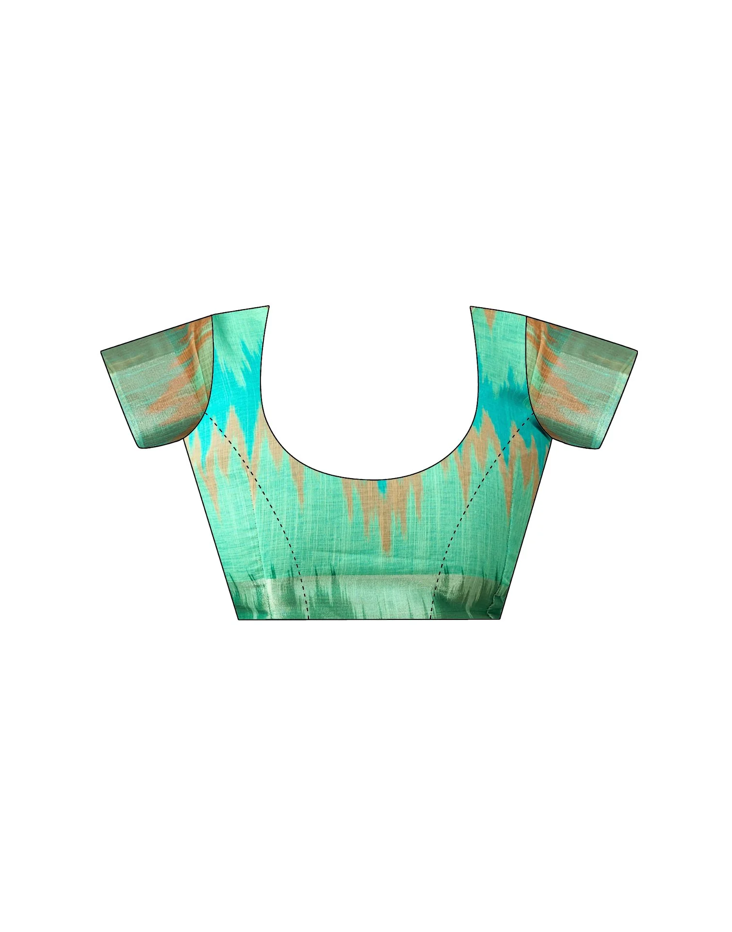 Ready To Wear Light Teal Green Linen Printed Saree With Pocket - Image 13