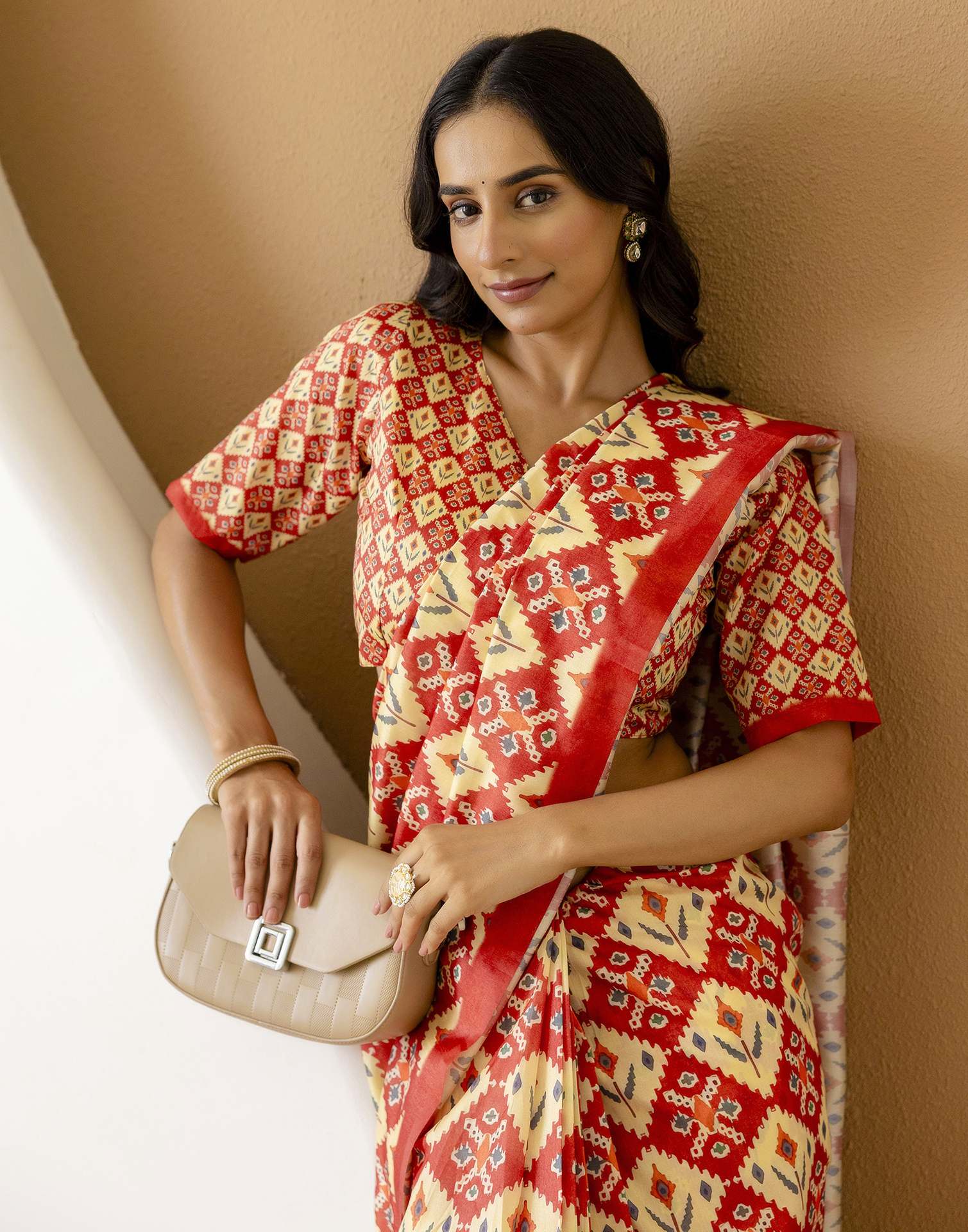 Ready To Wear Multicoloured Silk Printed Saree - Image 4