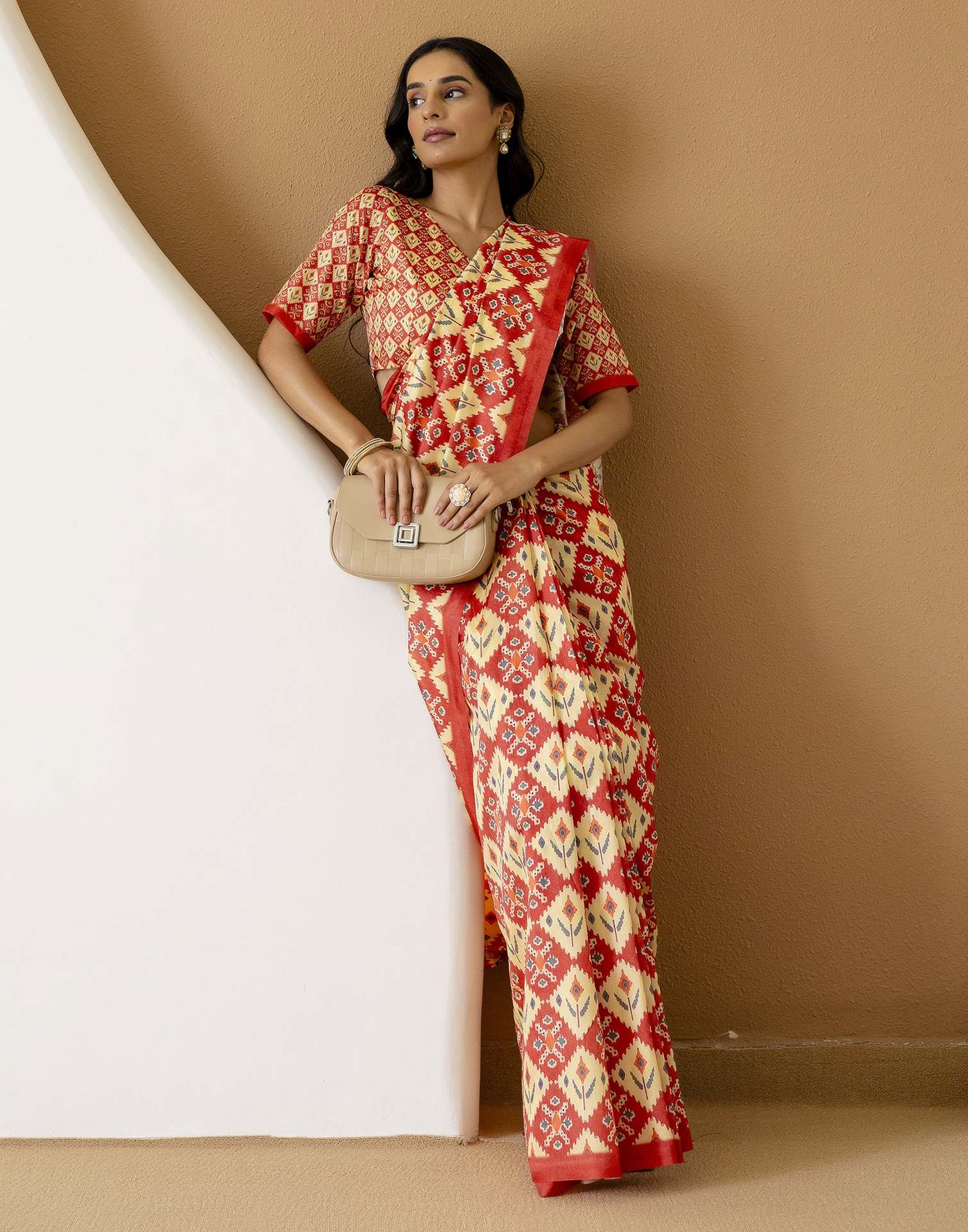 Ready To Wear Multicoloured Silk Printed Saree - Image 7