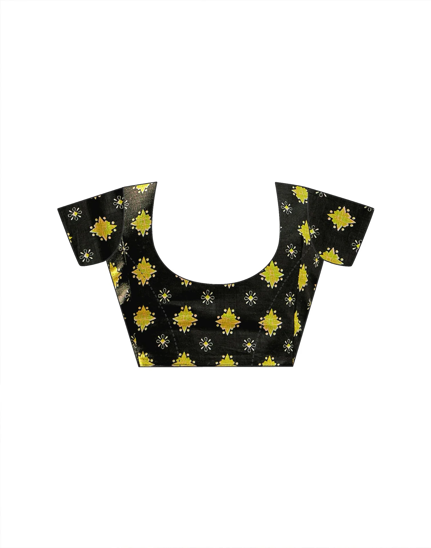 Ready To Wear Lime Yellow Cotton Printed Saree - Image 11