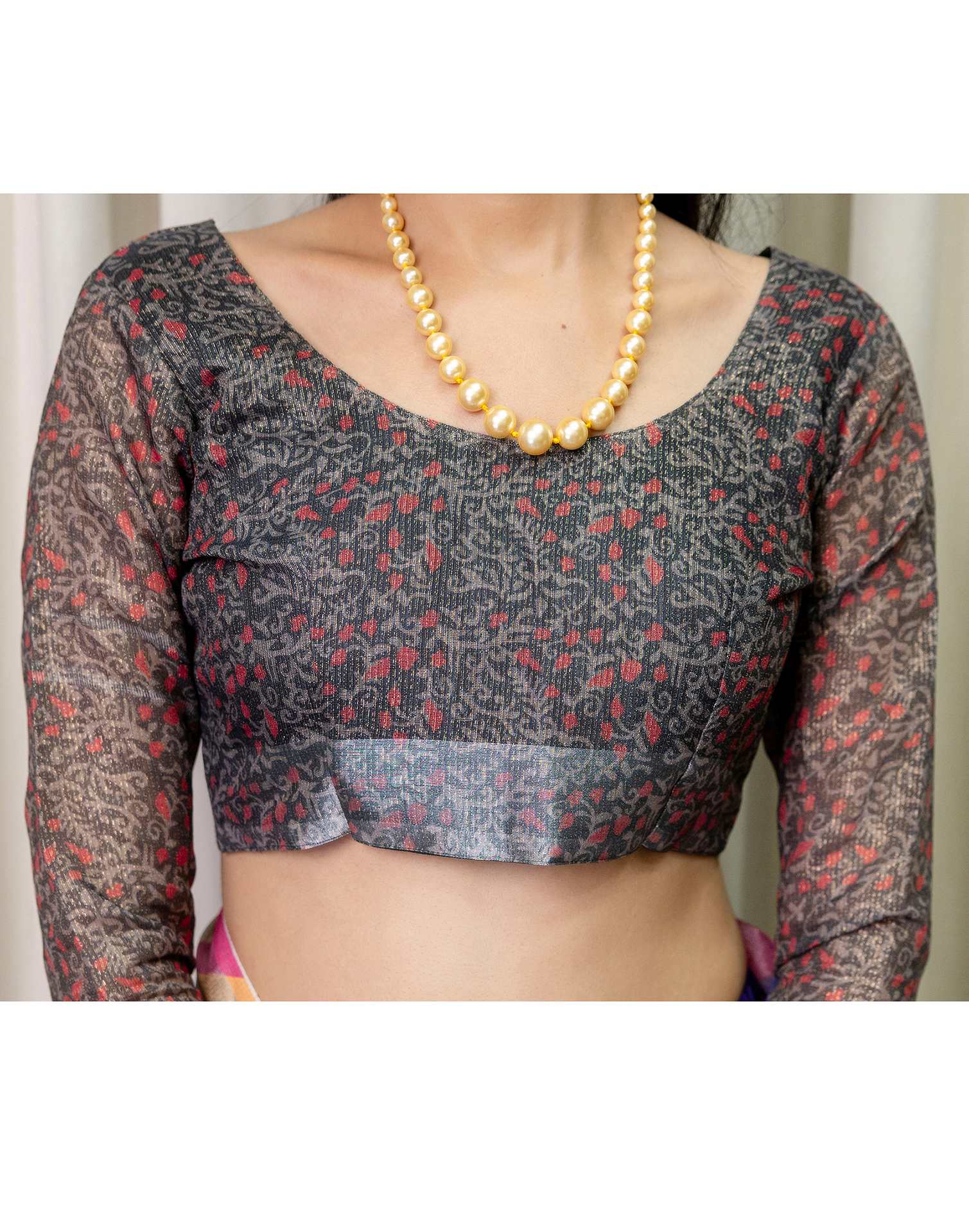 Ready To Wear Multicoloured Cotton Printed Saree - Image 12