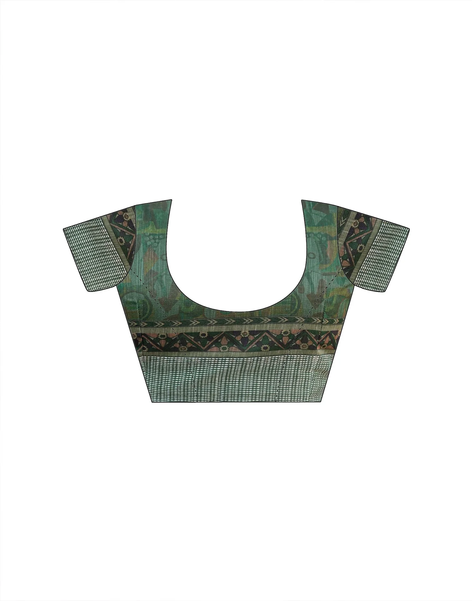 Ready To Wear Multicoloured Linen Printed Embroidery Border Saree - Image 12