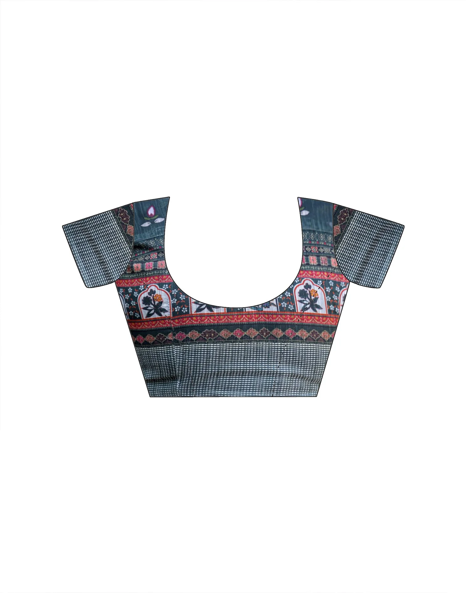 Ready To Wear Multicoloured Linen Printed Embroidery Border Saree - Image 11