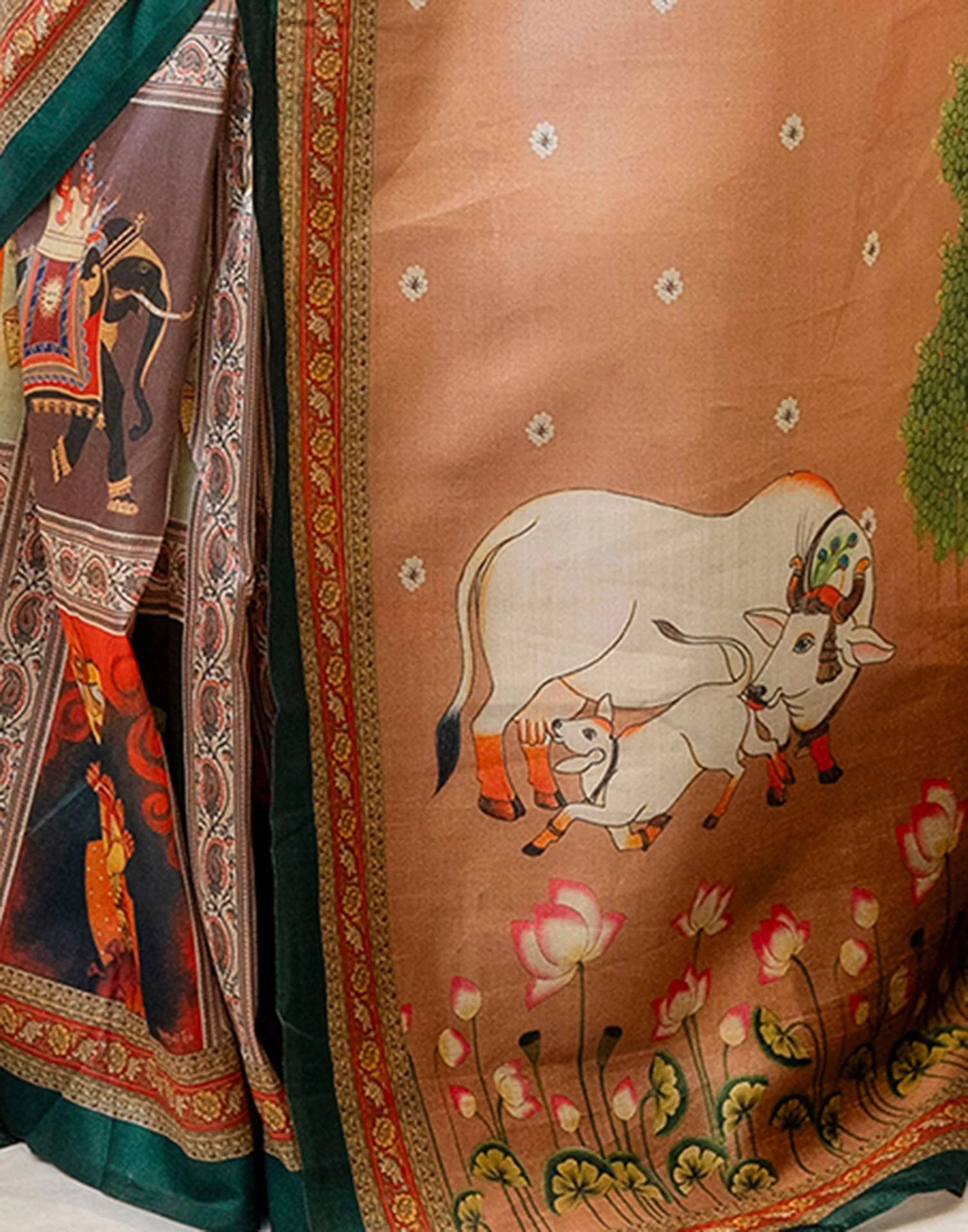 Ready To Wear Multicoloured Silk Printed Saree - Image 11