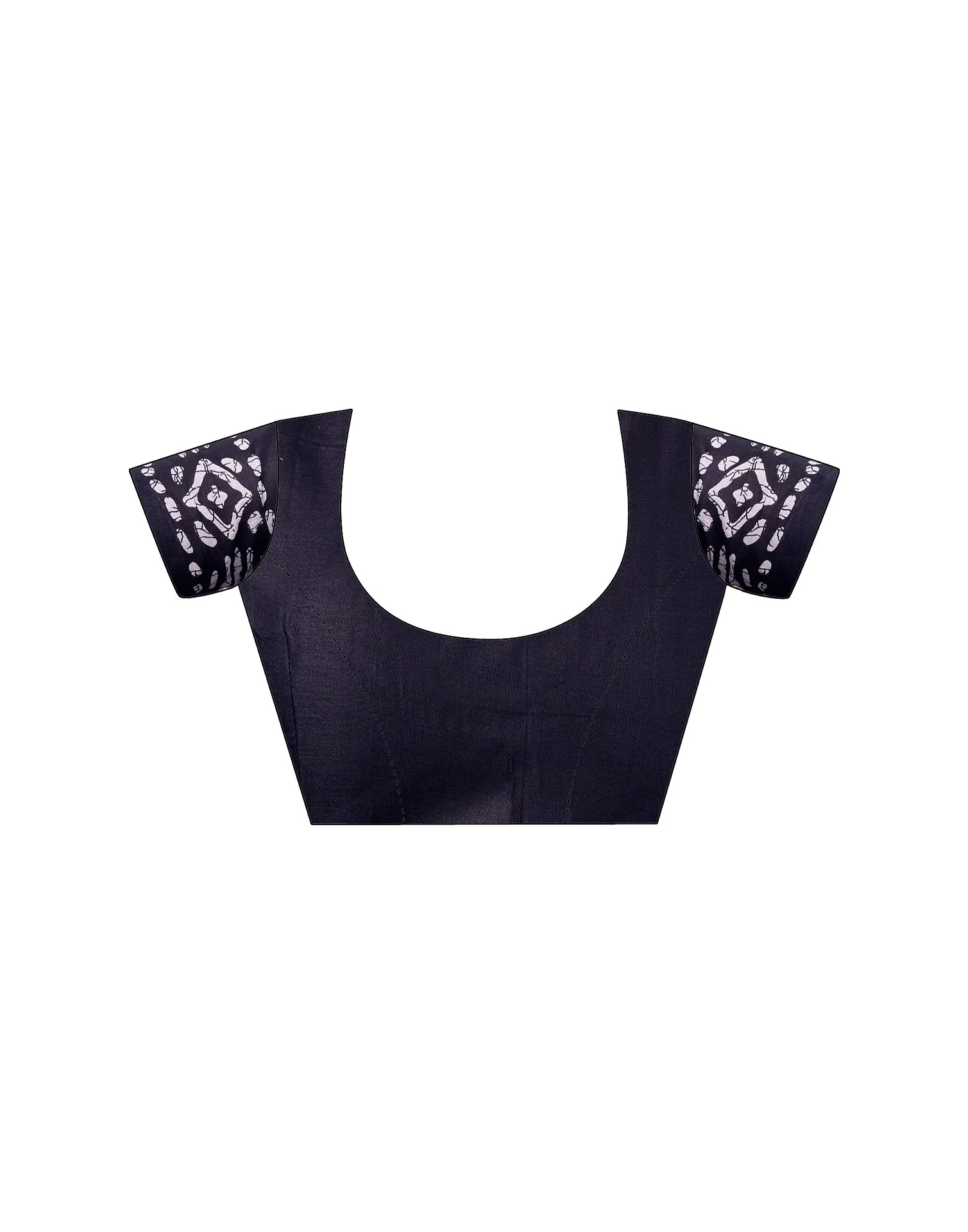 Ready To Wear Navy Blue Cotton Printed Saree With Pocket - Image 12