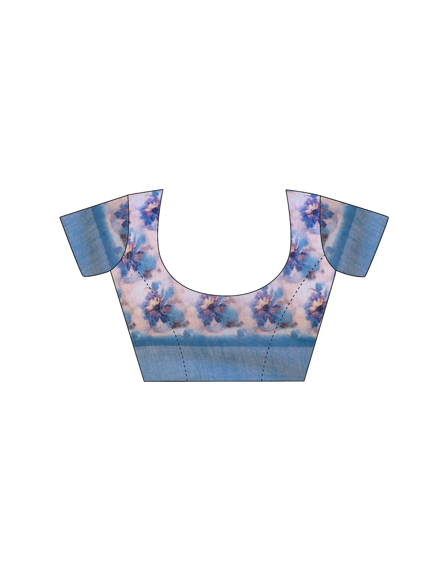 Ready To Wear Off White Linen Floral Printed Saree - Image 11