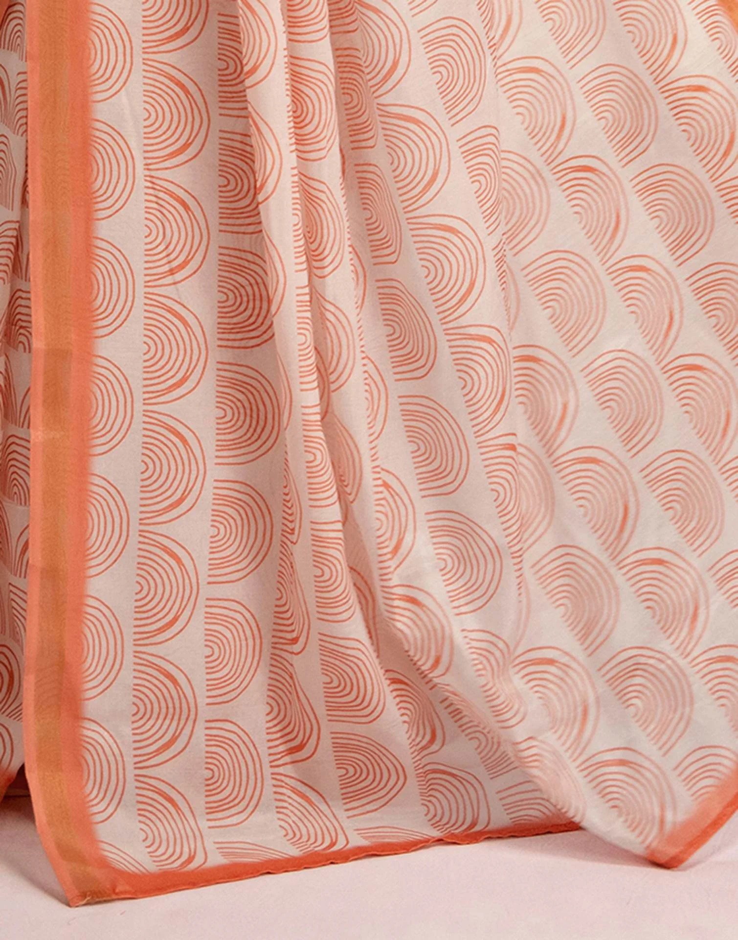 Ready To Wear Off White Silk Printed Saree - Image 10