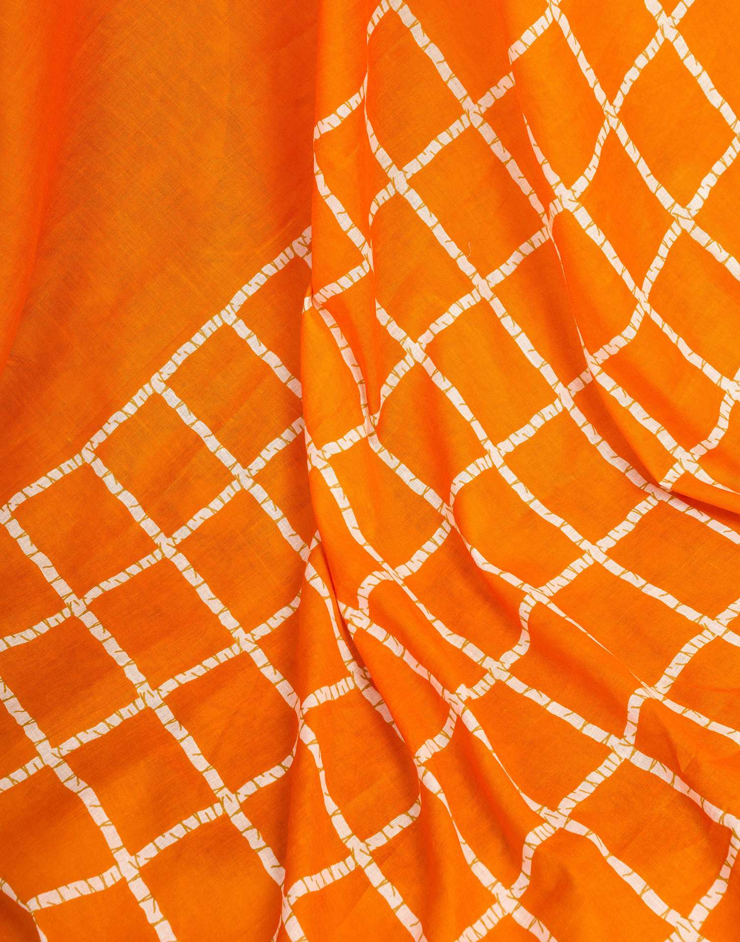 Ready To Wear Orange Cotton Printed Saree - Image 10