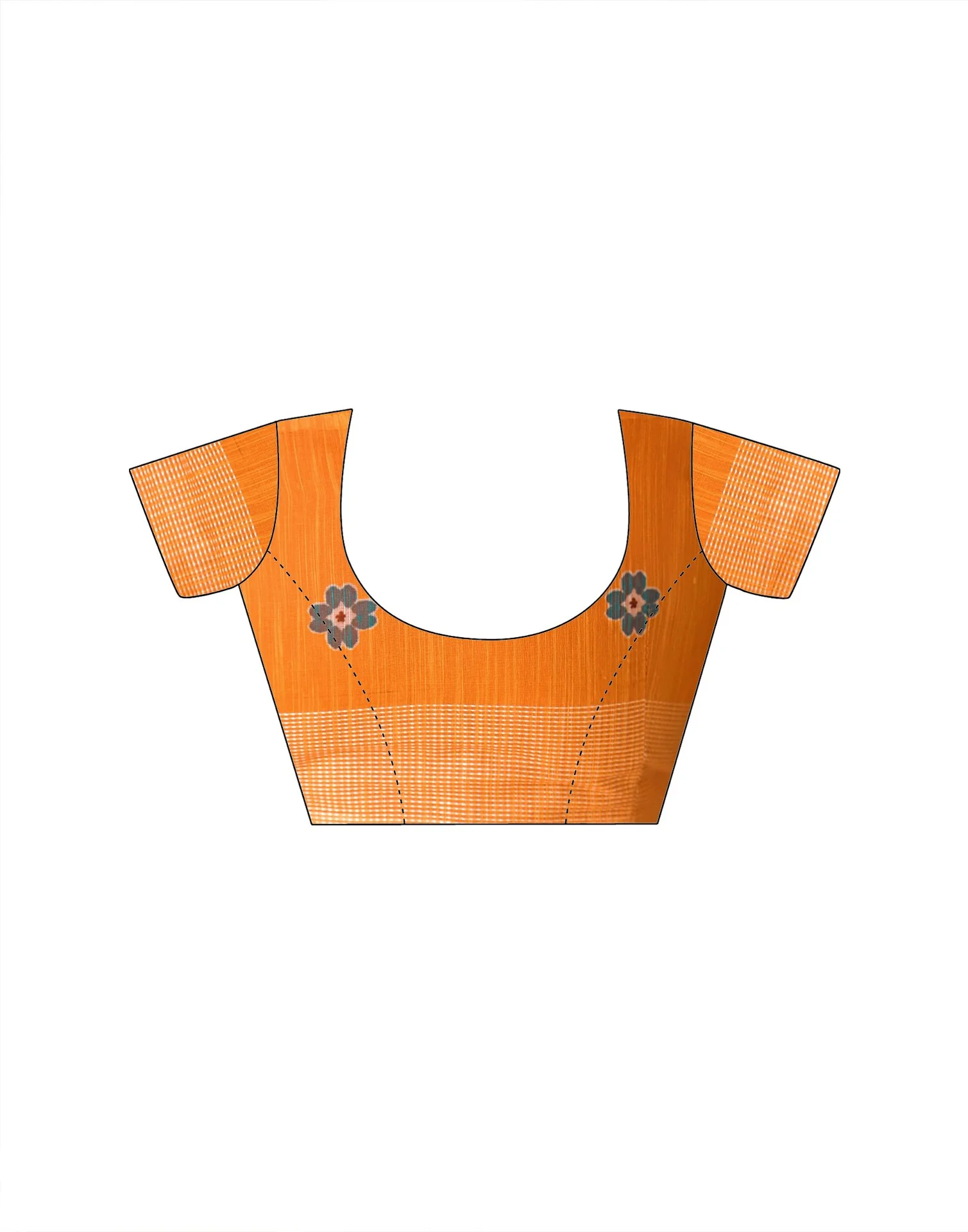 Ready To Wear Orange Linen Printed Embroidery Border Saree - Image 12
