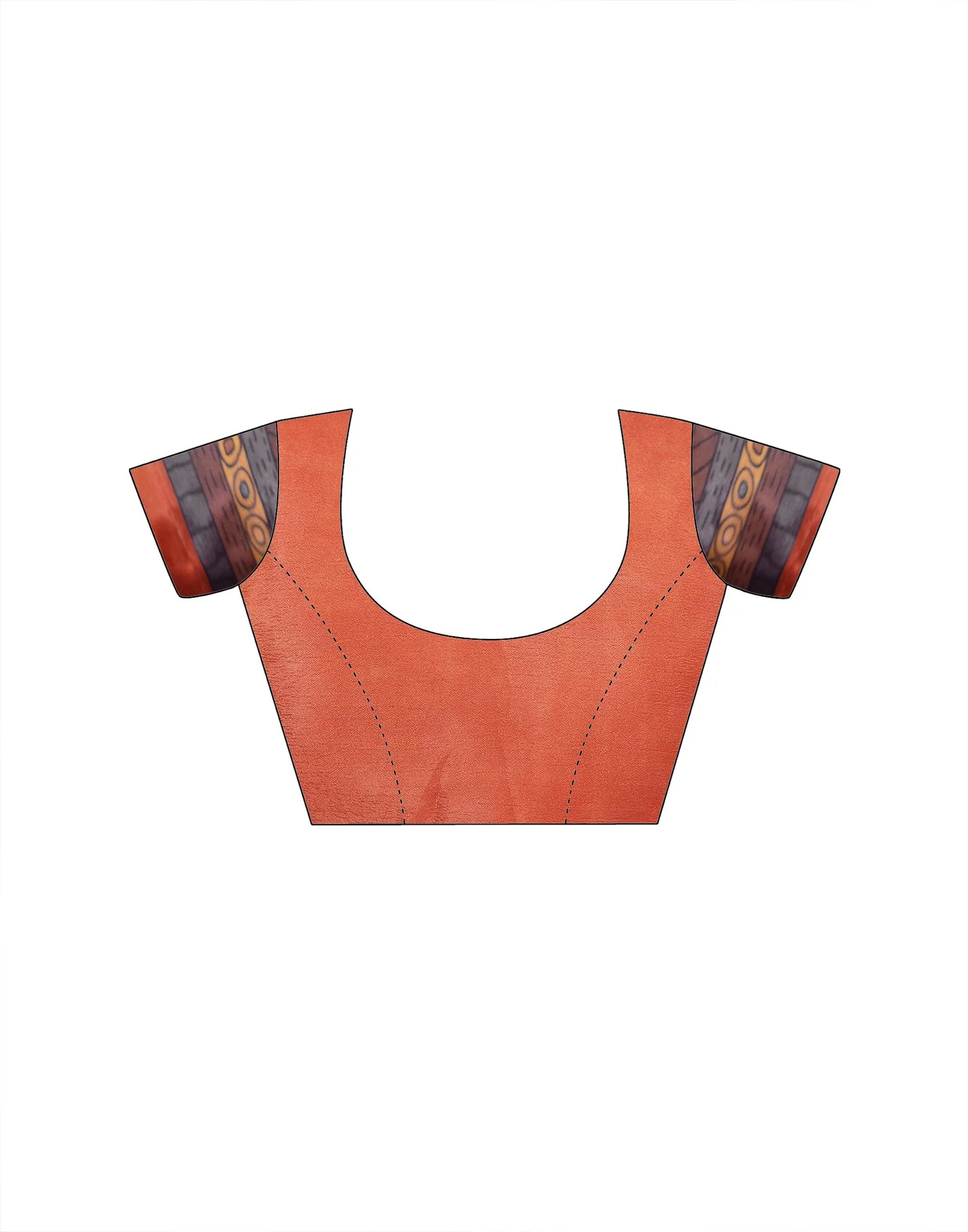 Ready To Wear Peach Chinnon Printed Saree - Image 12