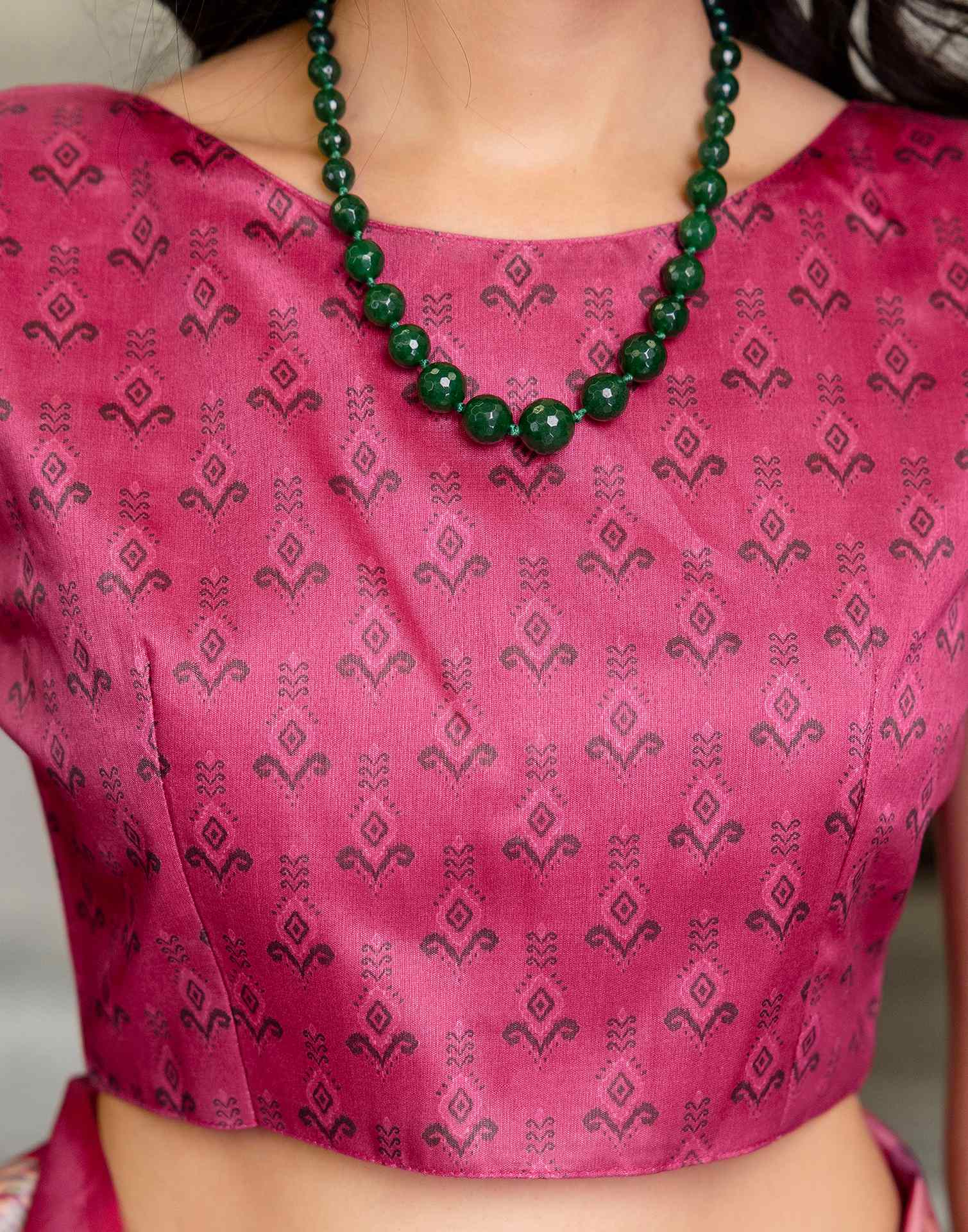 Ready To Wear Peach Silk Madhubani Printed Saree - Image 12