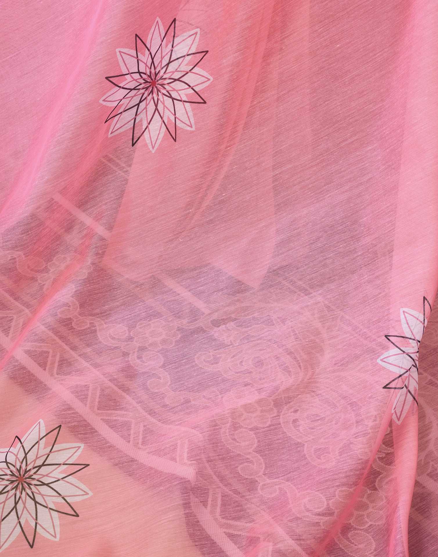 Ready to Wear Pink Chanderi Printed Saree - Image 10