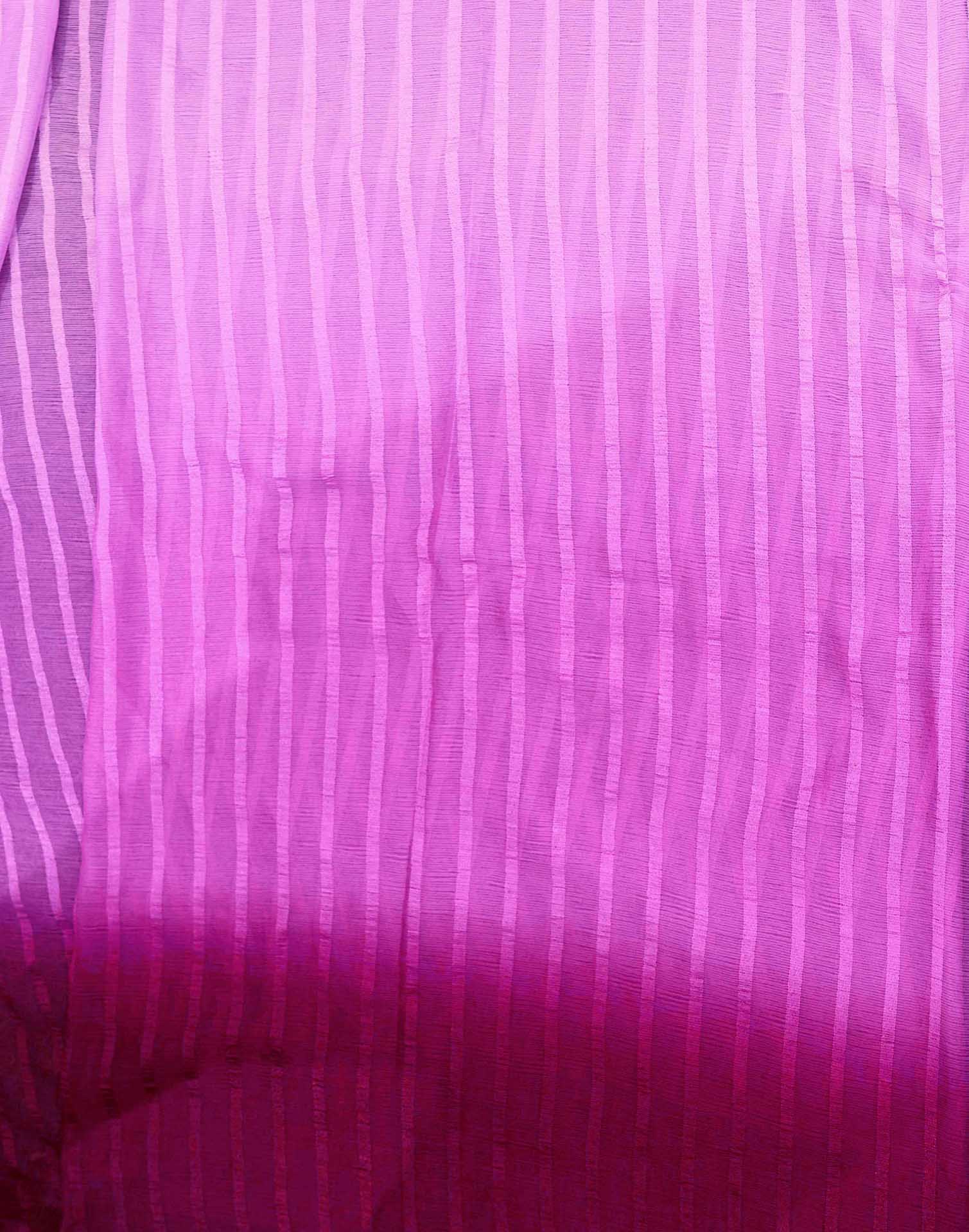 Ready To Wear Pink Chiffon Ombre Zari Stripe Saree  - Image 8