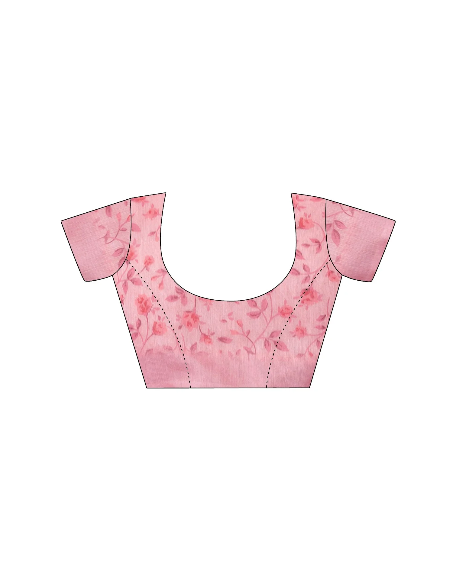 Ready To Wear Pink Linen Printed Saree - Image 12