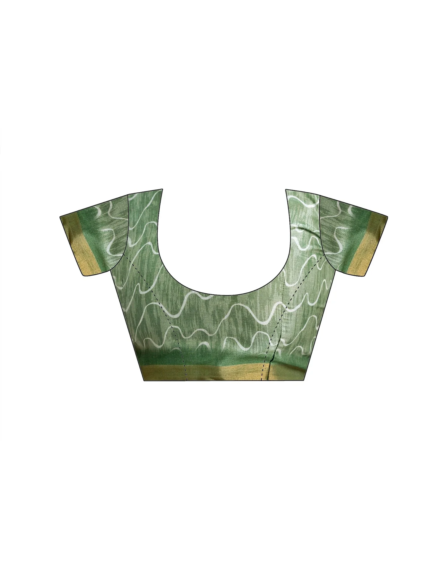 Ready To Wear Pista Green Silk Printed Saree - Image 15