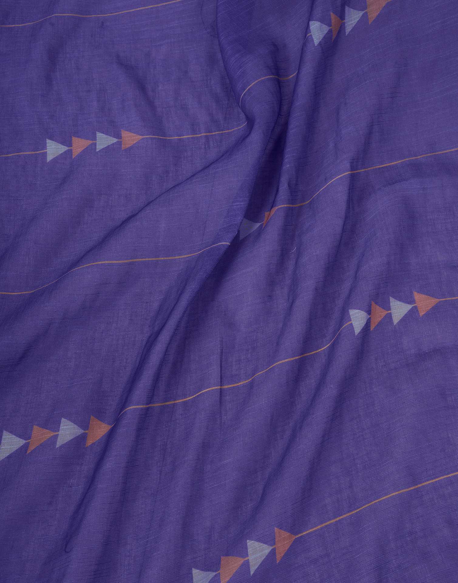 Ready to Wear Purple Linen Printed Saree - Image 10