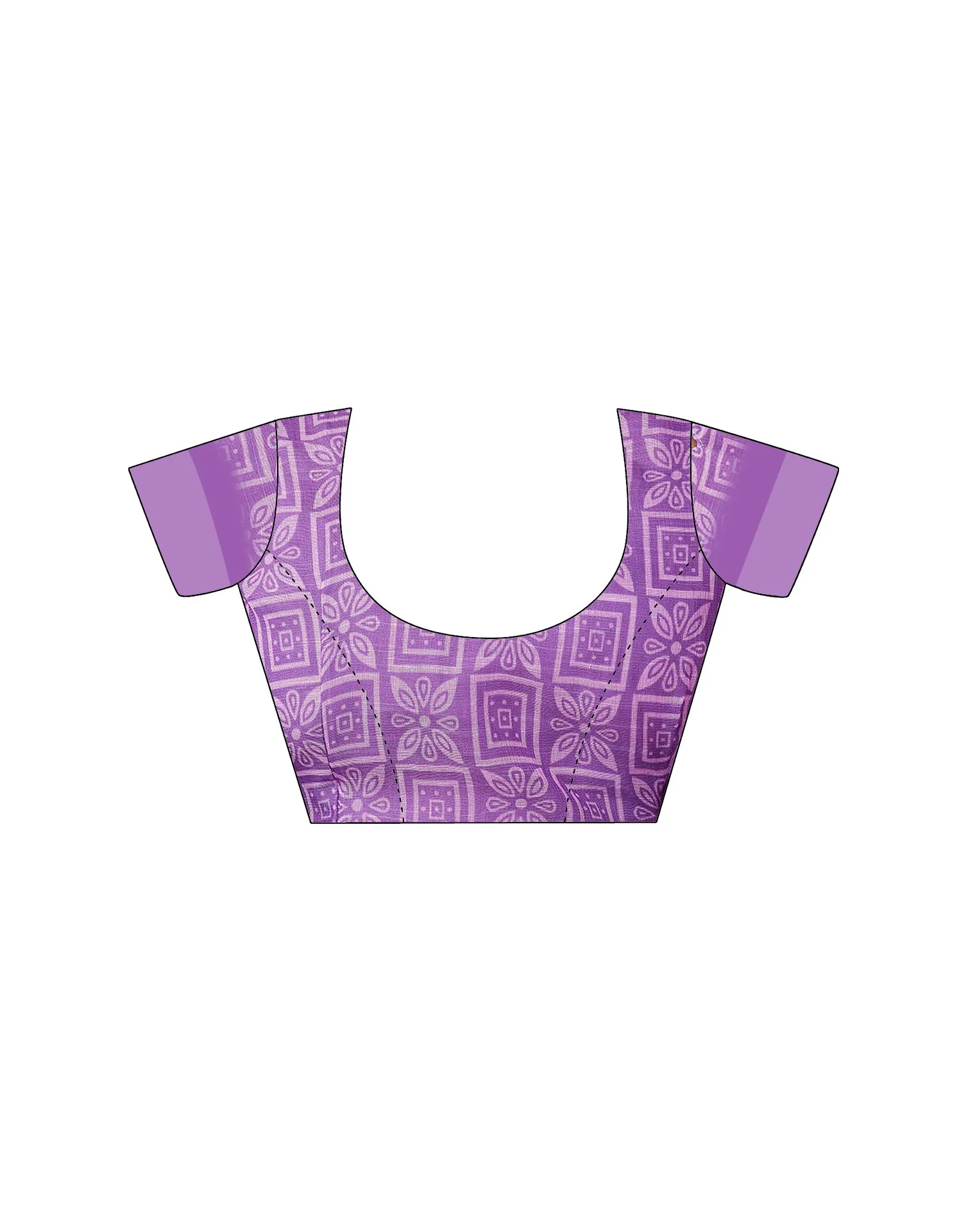 Ready To Wear Purple Printed Linen Saree - Image 11