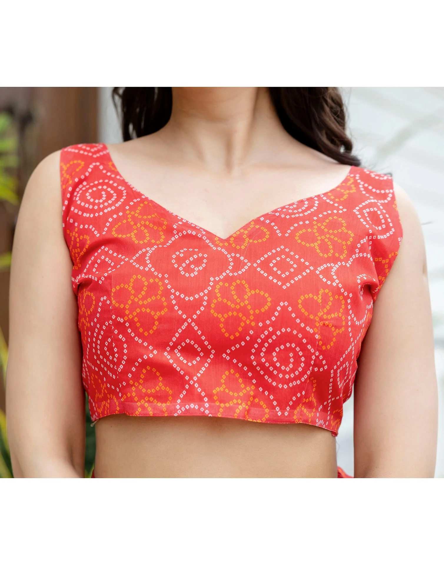 Ready To Wear Red Linen Printed Saree - Image 12