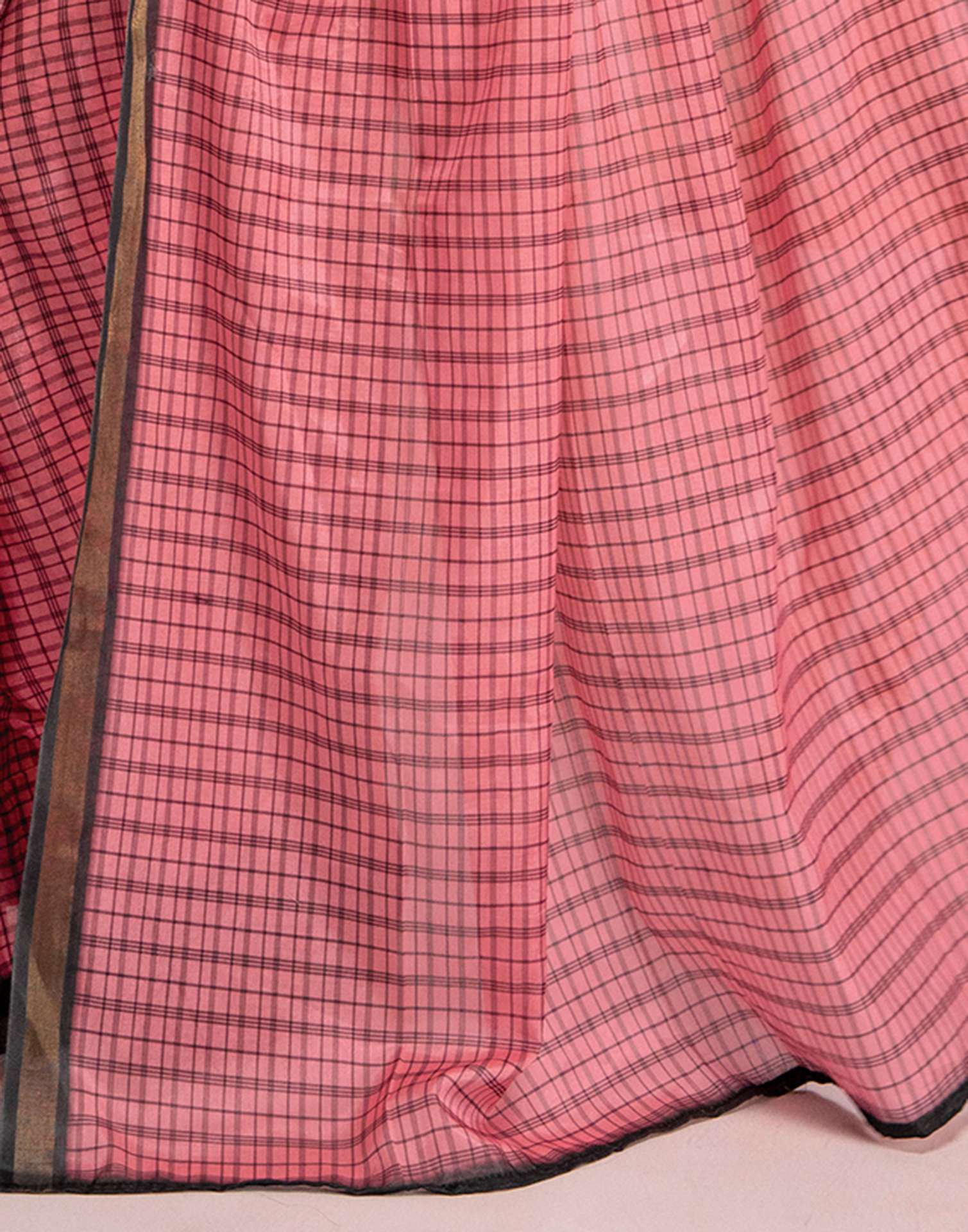 Ready To Wear Rose Pink Linen Printed Saree - Image 13