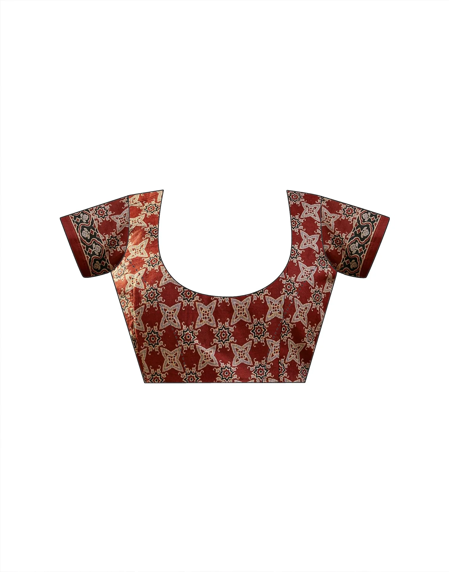 Ready To Wear Rust Cotton Printed Saree - Image 11