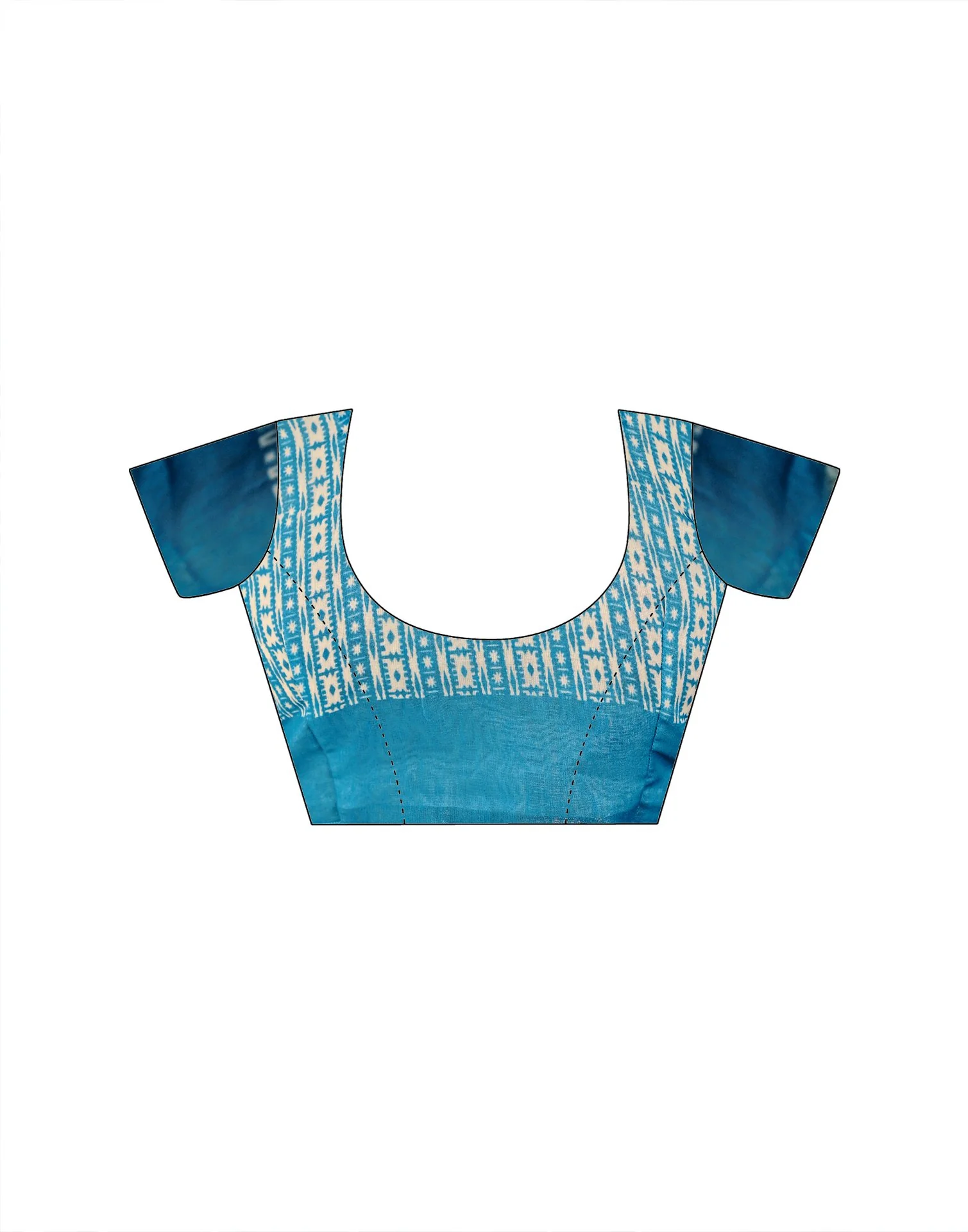 Ready To Wear Sky Blue Cotton Linen Printed Saree - Image 11