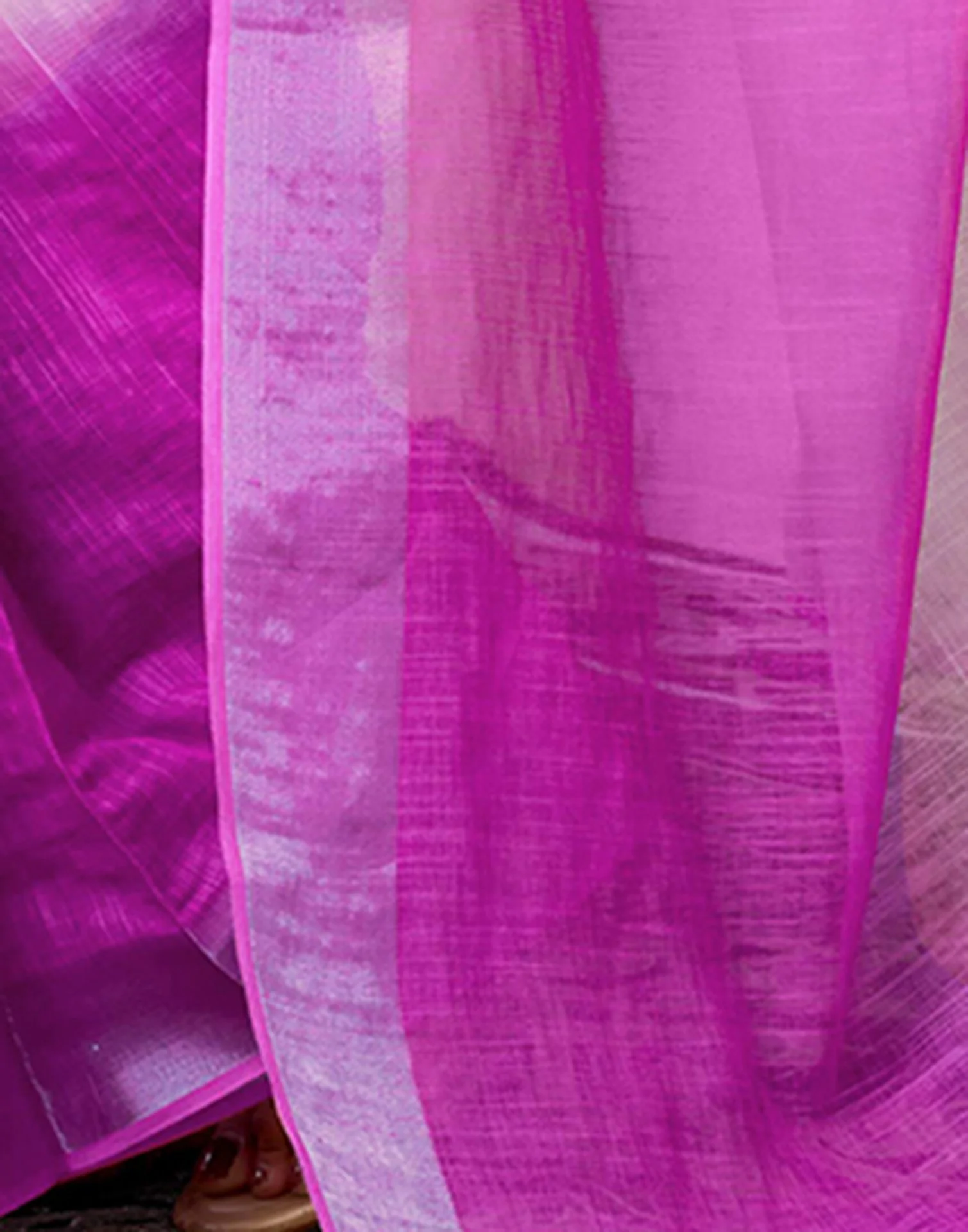 Ready to Wear White Chanderi Floral Printed Saree - Image 10