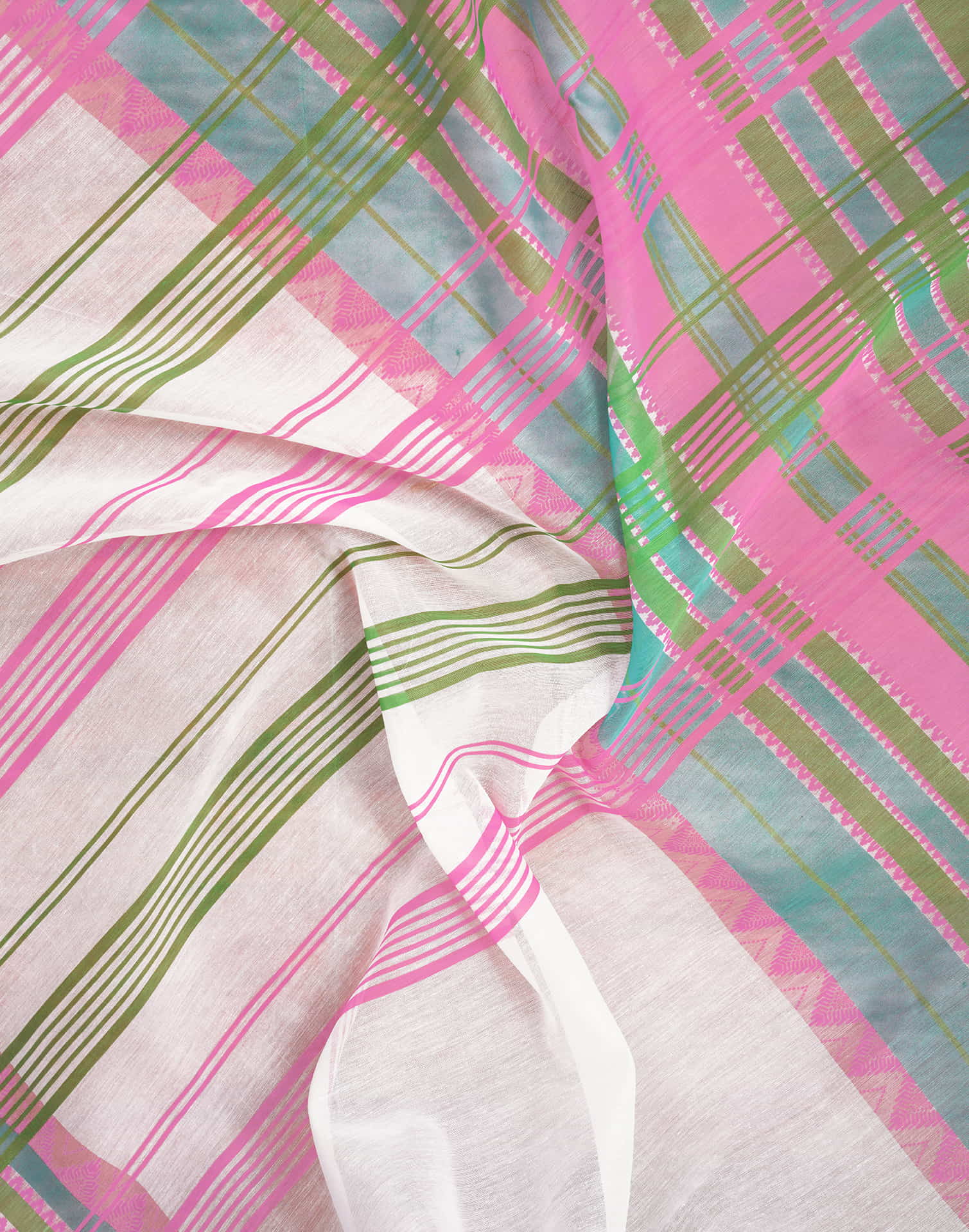 Ready To Wear White Cotton Printed Saree - Image 10