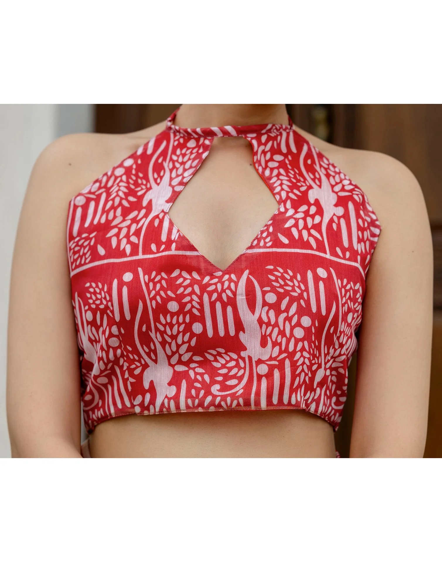 Ready To Wear White Linen Printed Saree - Image 12