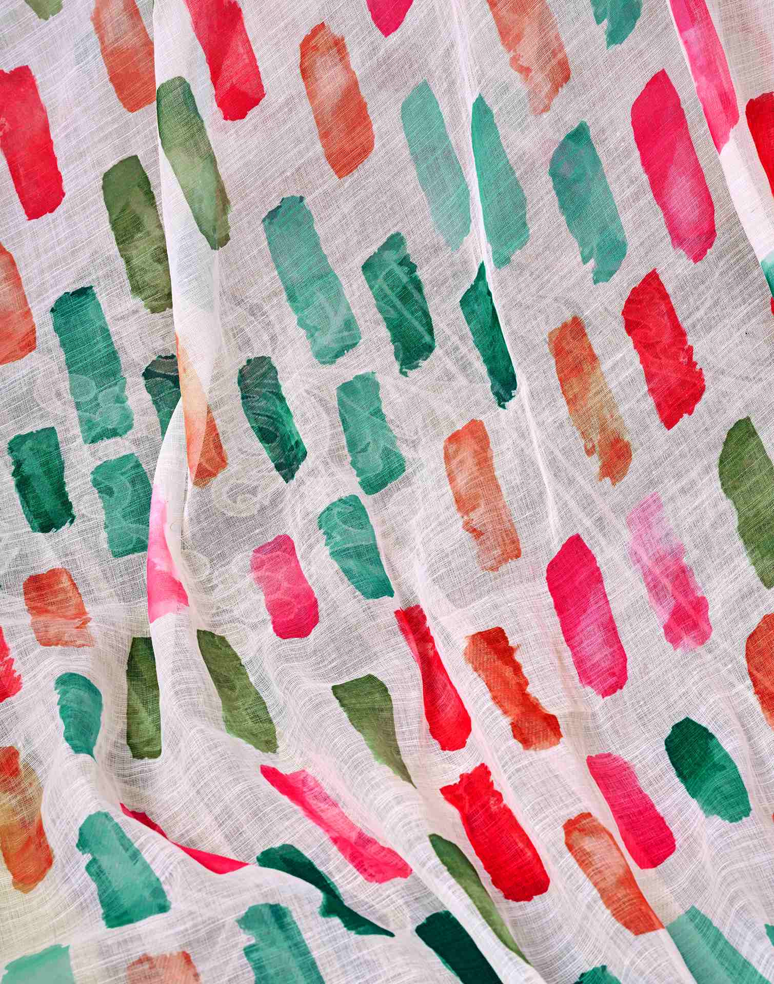 Ready To Wear White Linen Printed Saree With Pocket - Image 12