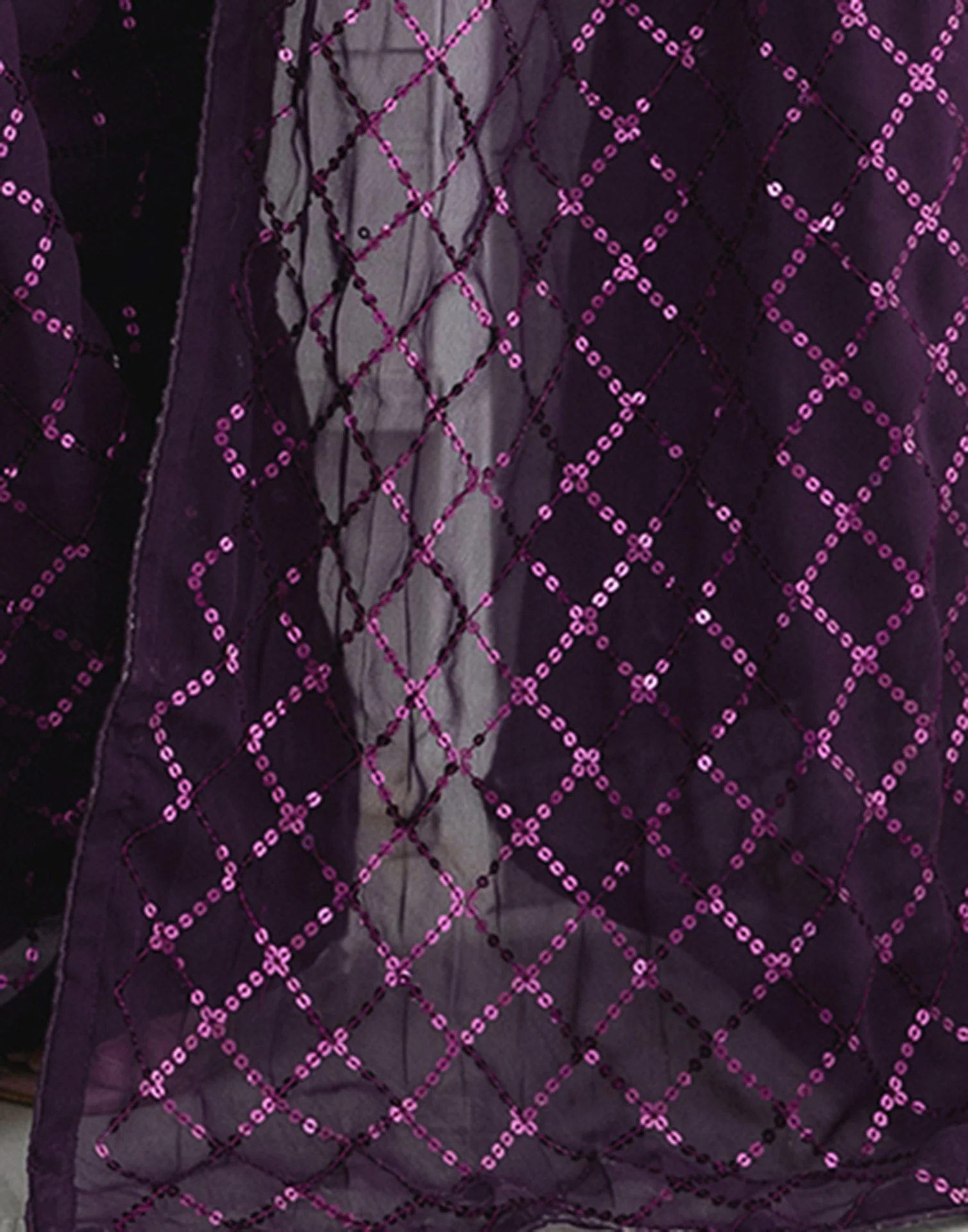 Ready To Wear Wine Georgette Sequence Work Saree - Image 12