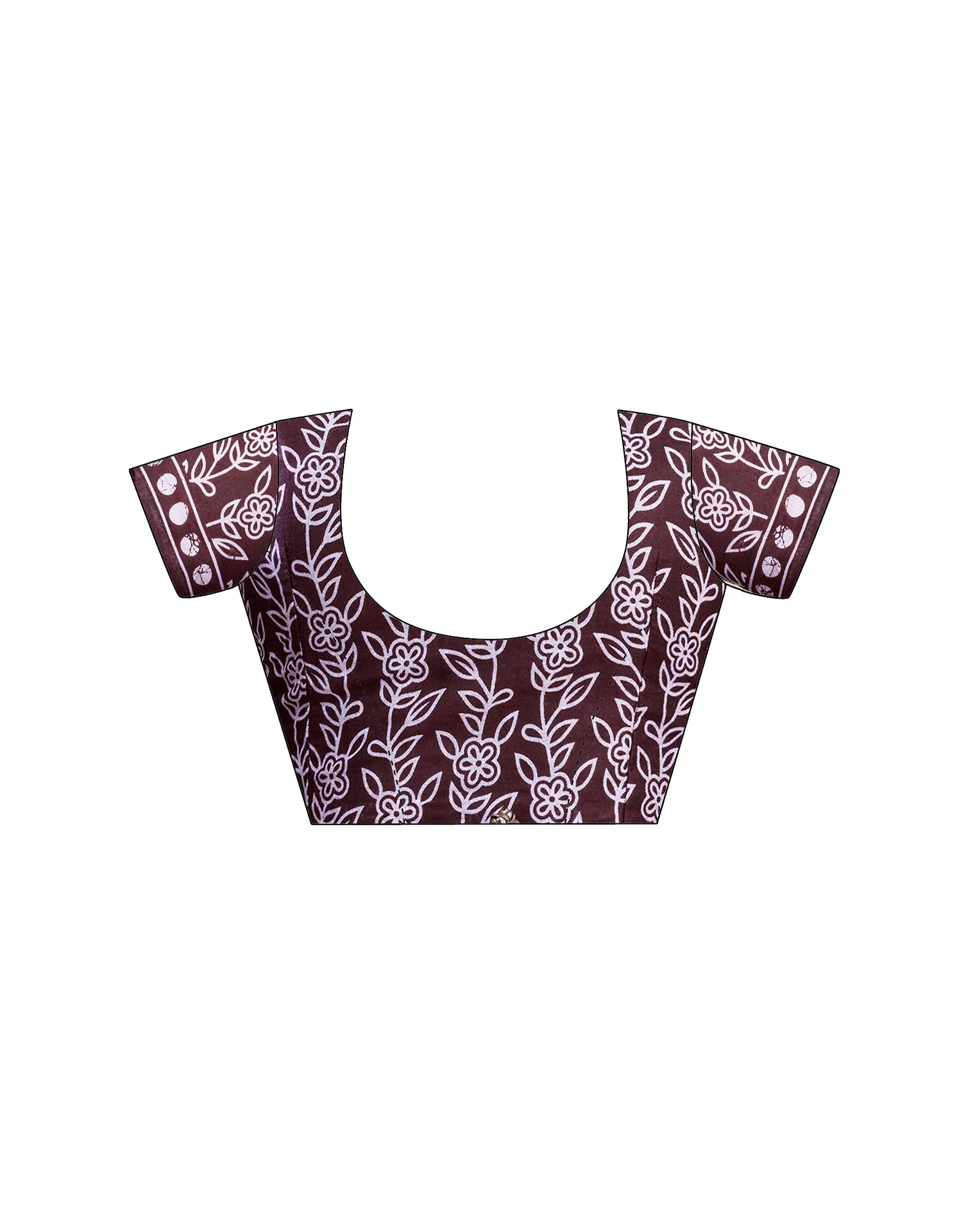 Ready To Wear Wine Pure Cotton Printed Saree With Pocket - Image 11