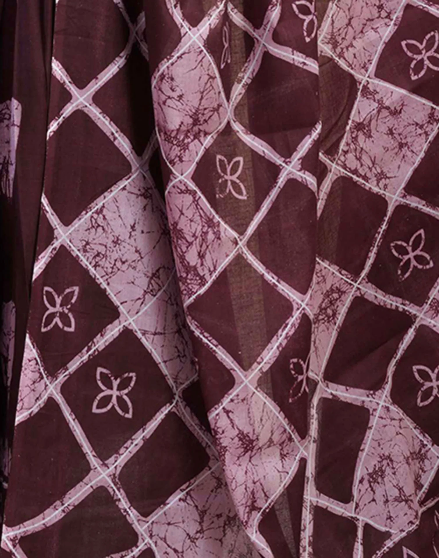 Ready To Wear Wine Pure Cotton Printed Saree With Pocket - Image 12