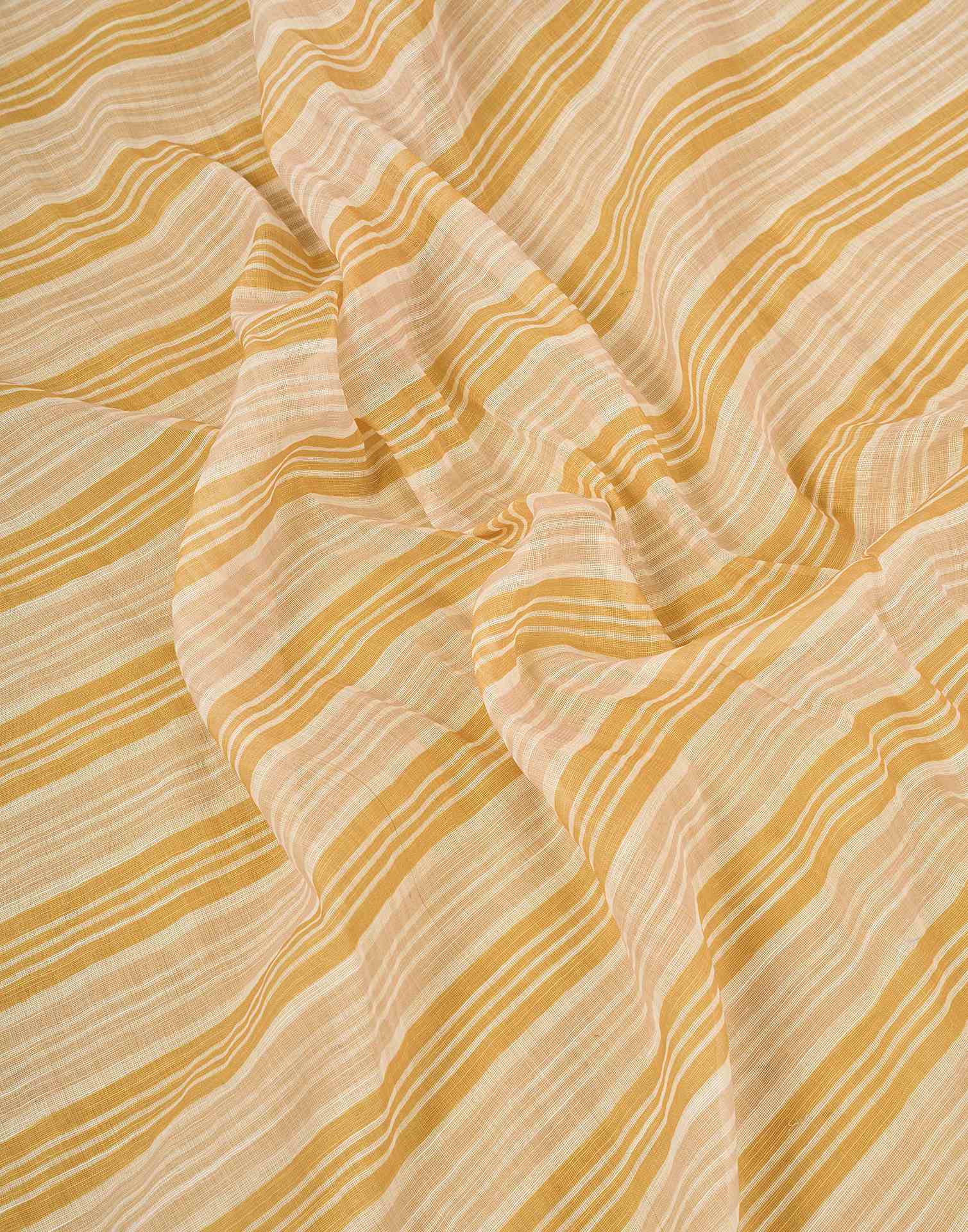 Ready to Wear Yellow Linen Printed Saree - Image 10