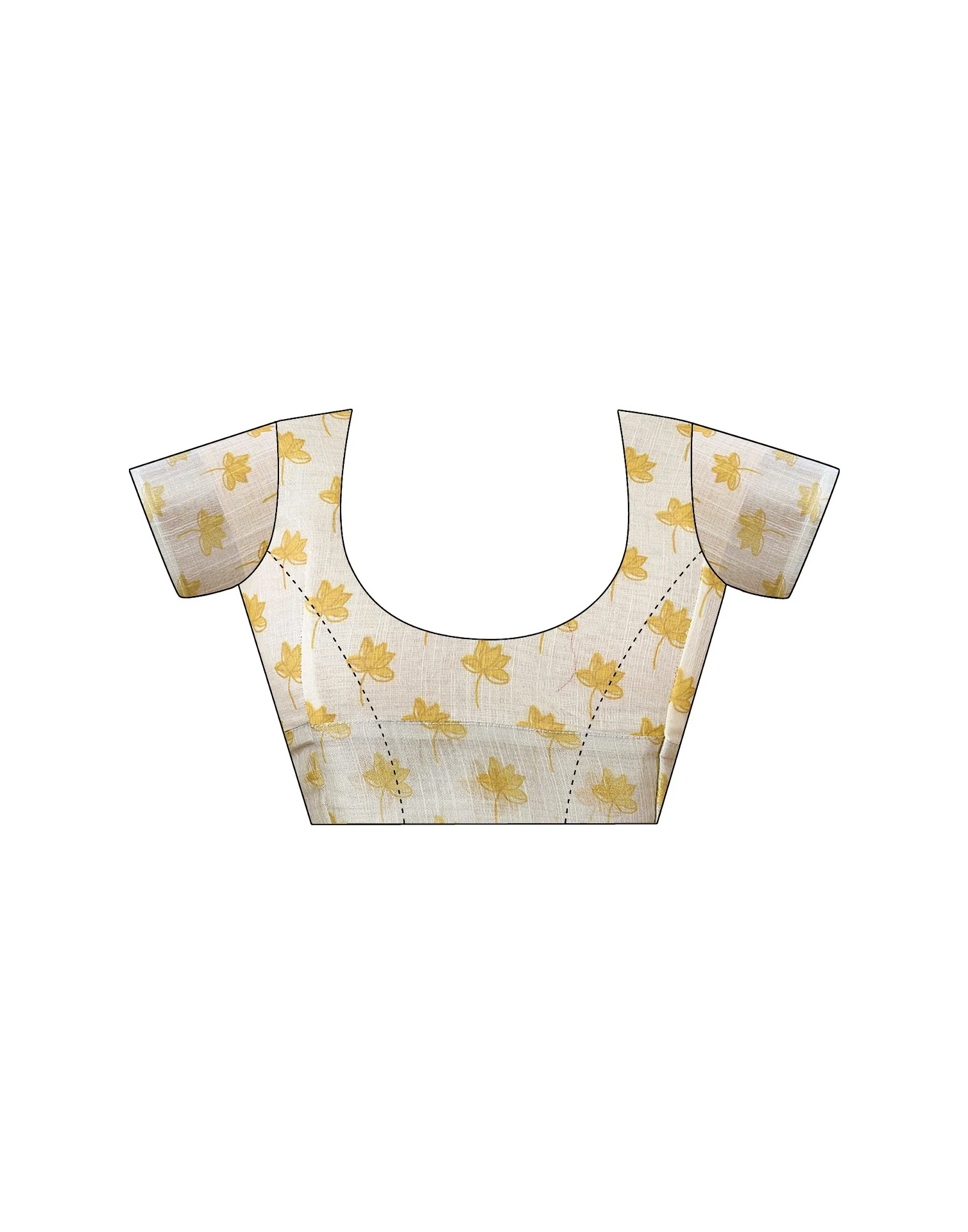 Ready to Wear Yellow Linen Printed Saree - Image 11