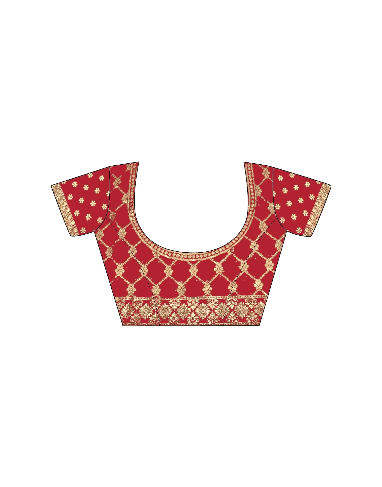 Red Chiffon Lace Saree - Image 8