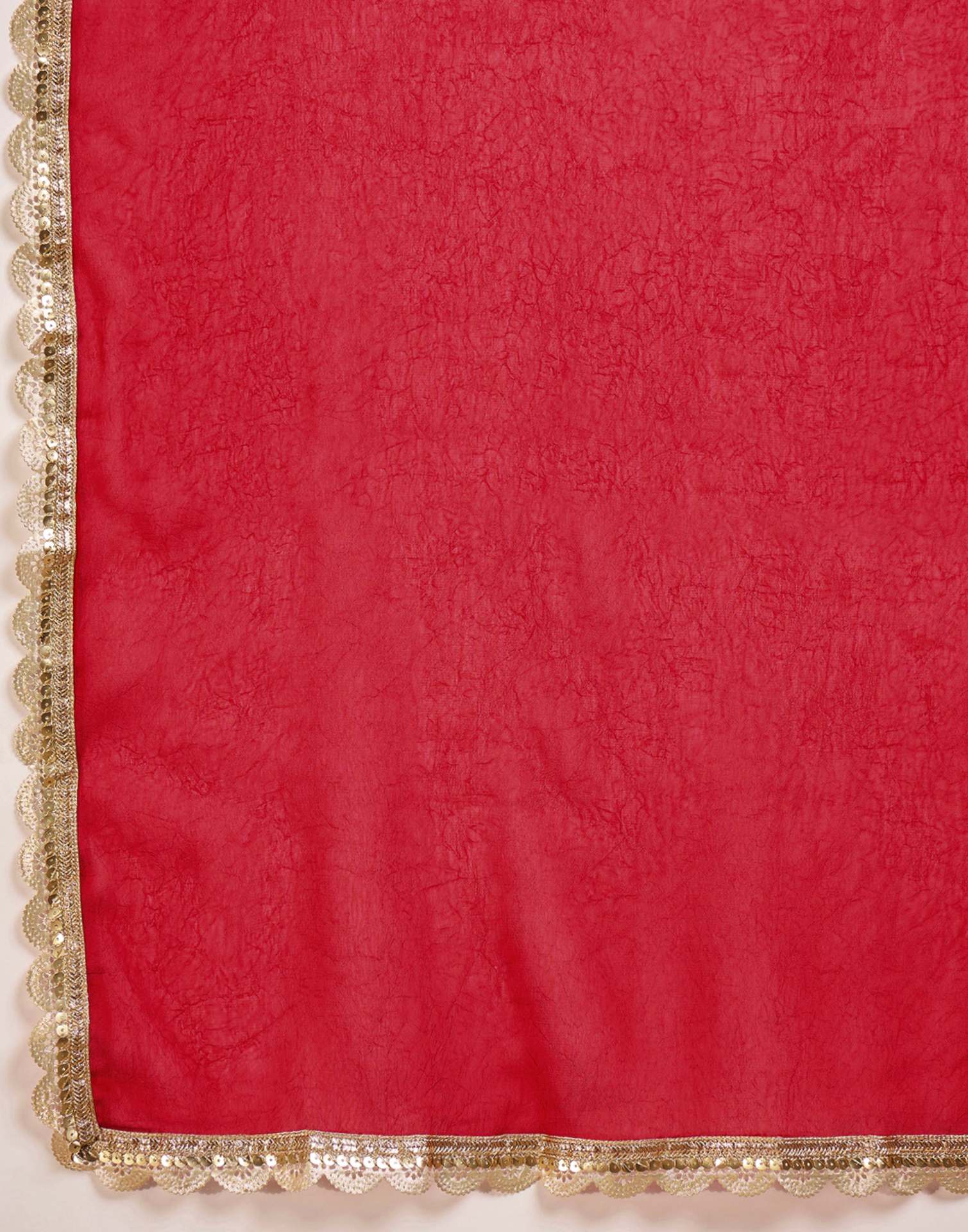 Red Crush Silk Lace Saree - Image 8